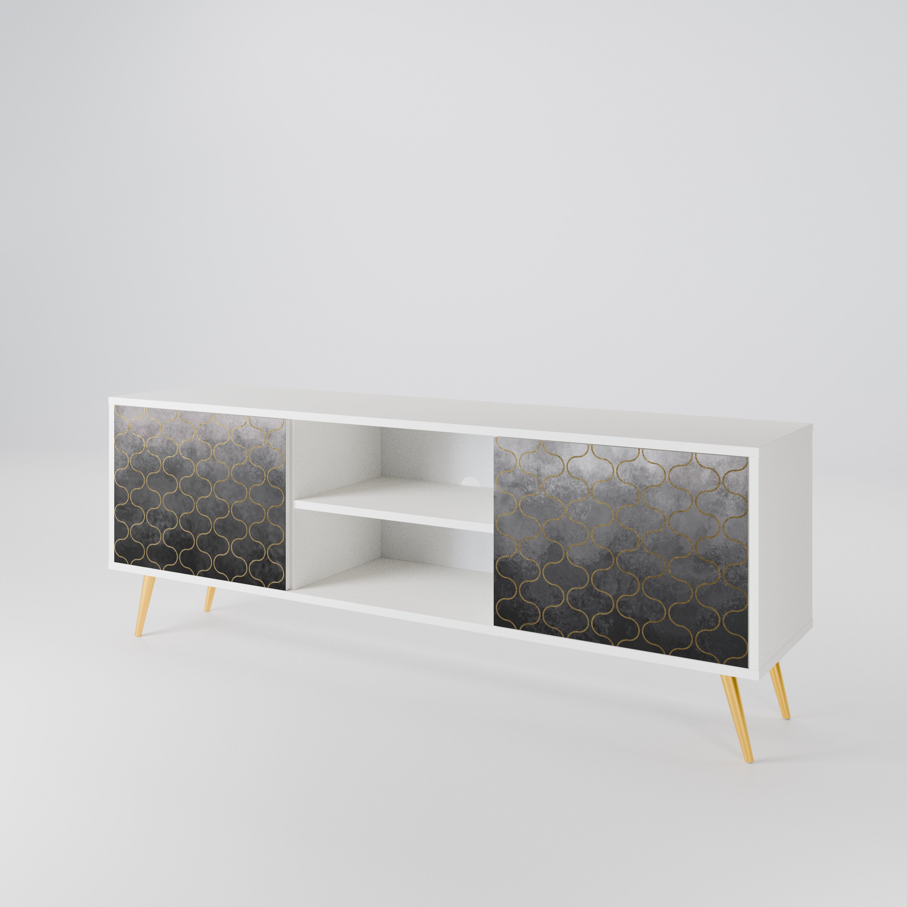 TESSELATED GRAYISH 2-Door TV Cabinet