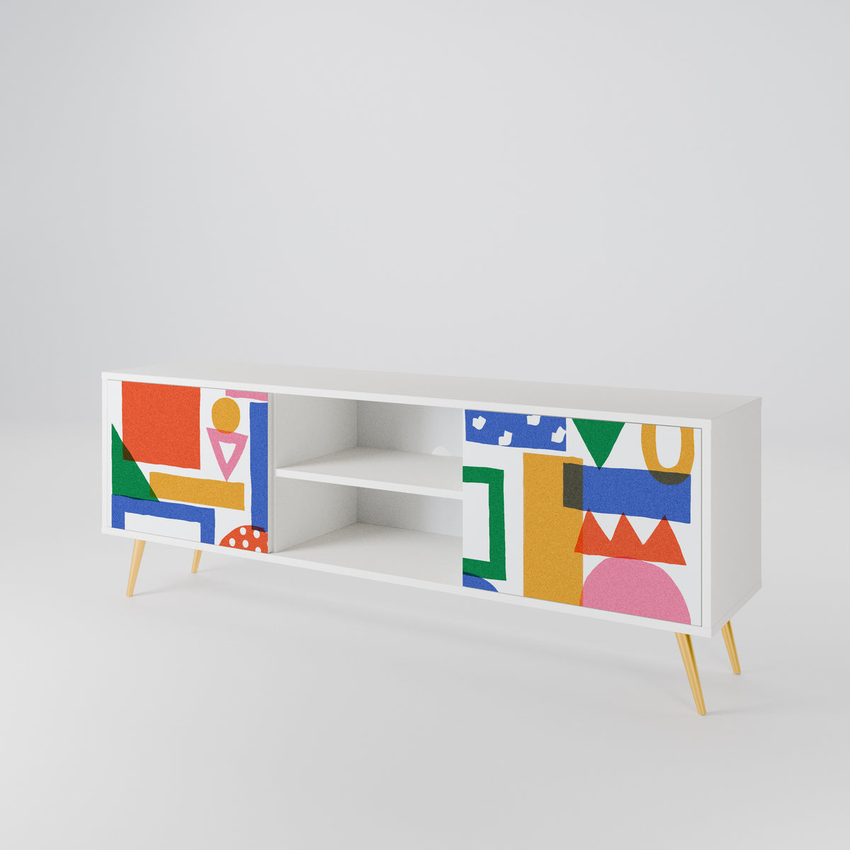 GEOMETRIC GLIMMER Mueble de TV de 2 Puertas