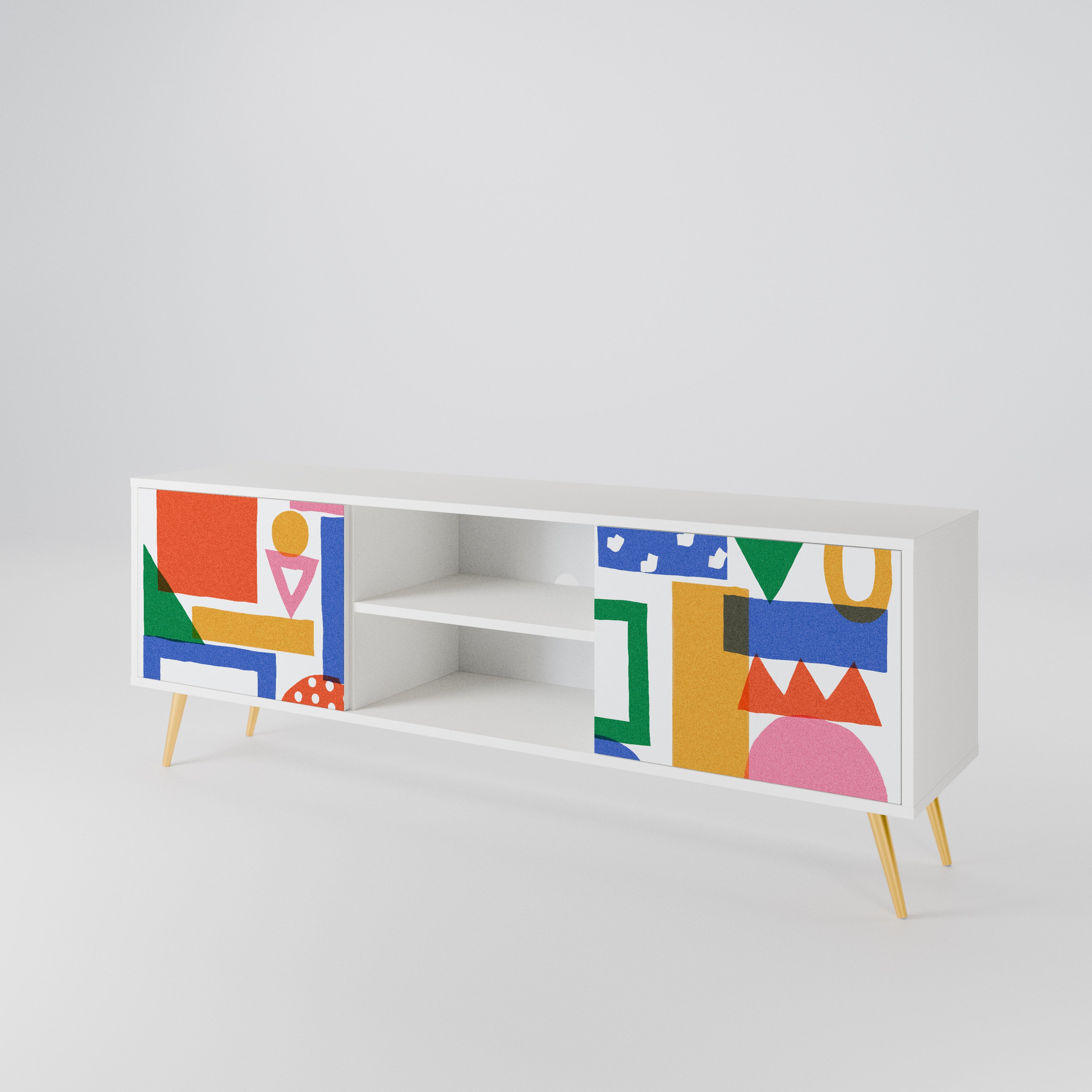 GEOMETRIC GLIMMER Mueble de TV de 2 Puertas