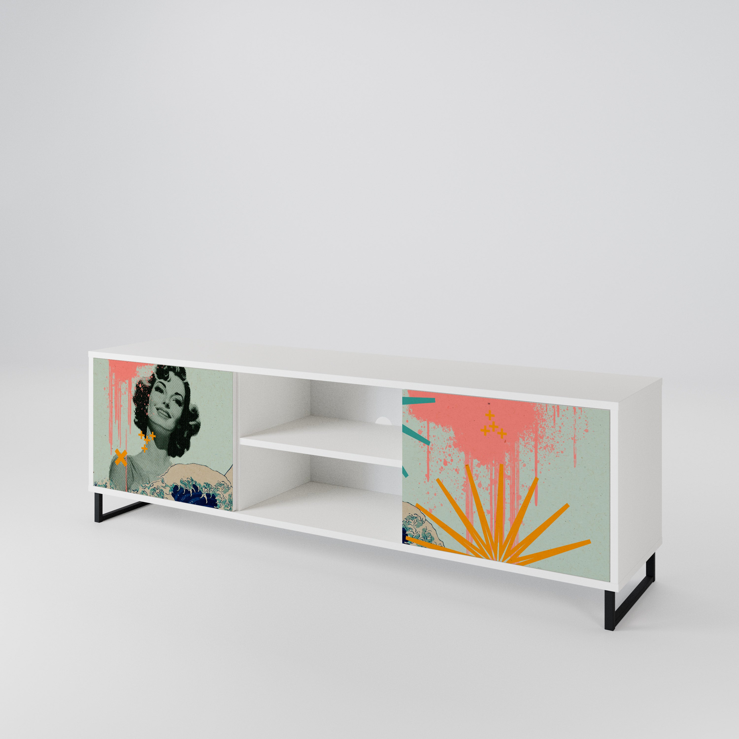 KANAGAWA BEAUTY Mueble de TV de 2 Puertas