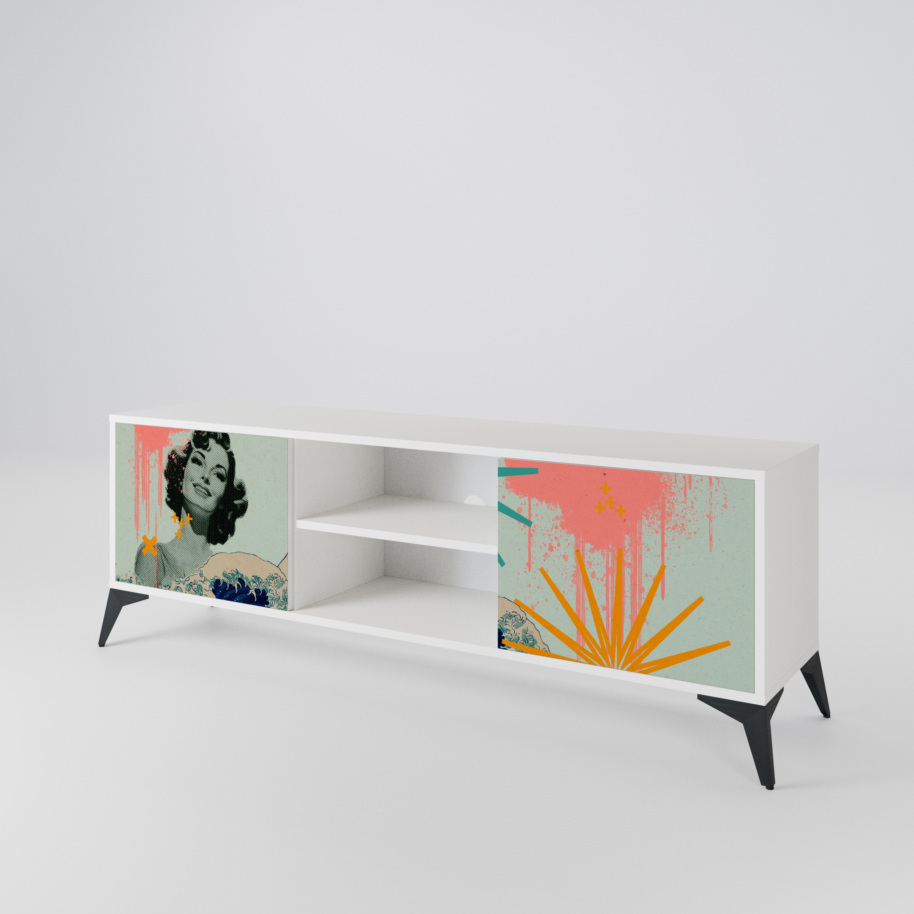 KANAGAWA BEAUTY Mueble de TV de 2 Puertas