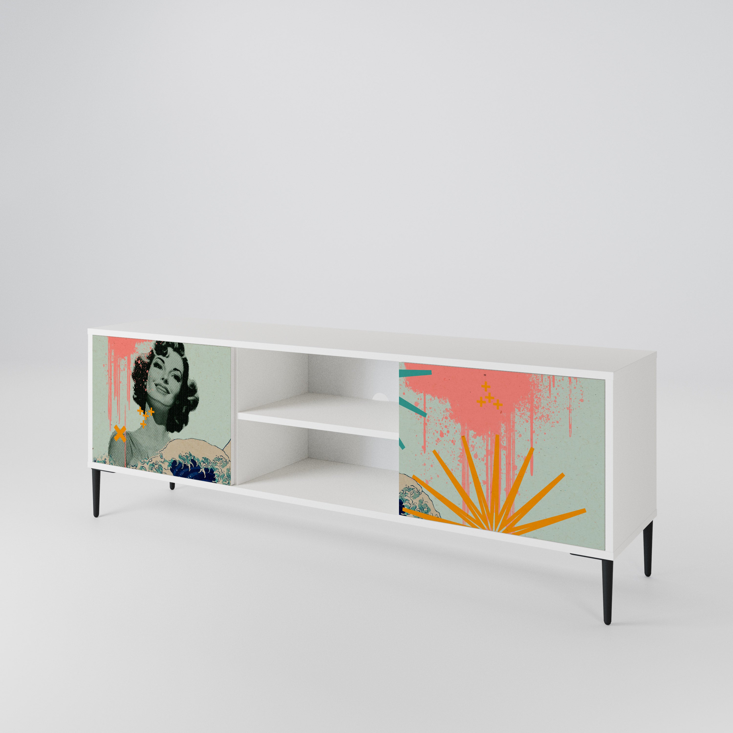 KANAGAWA BEAUTY Mueble de TV de 2 Puertas