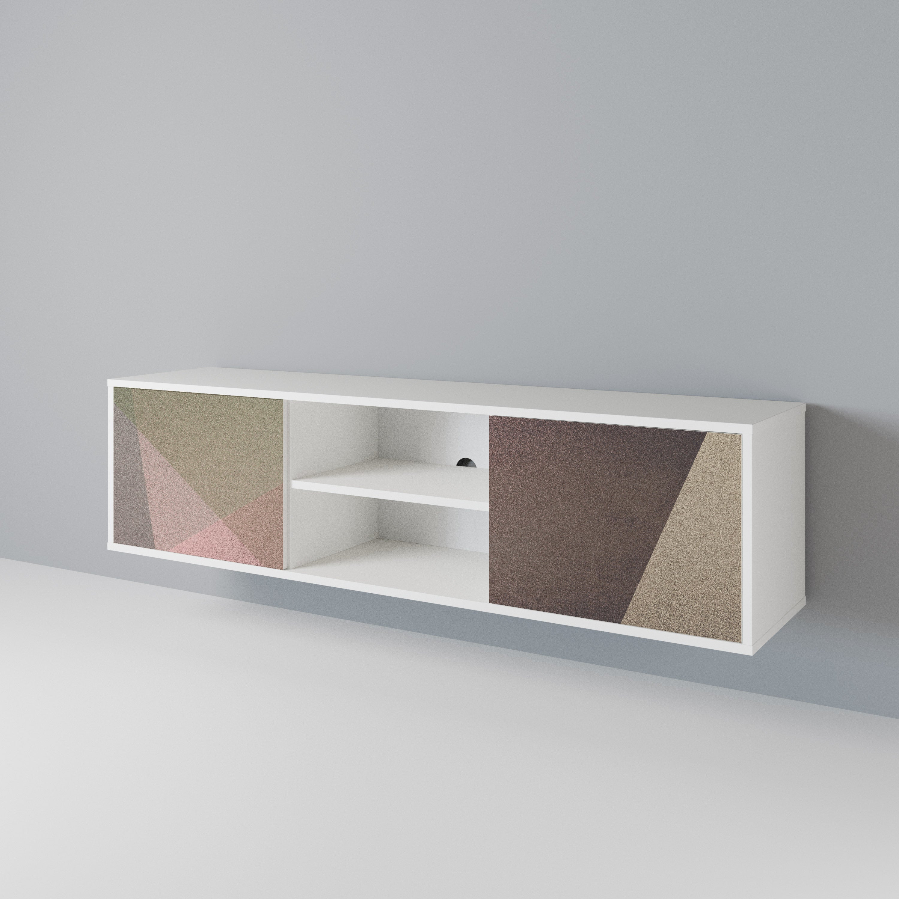 BEIGE GEOMETRY Mueble de TV de 2 Puertas