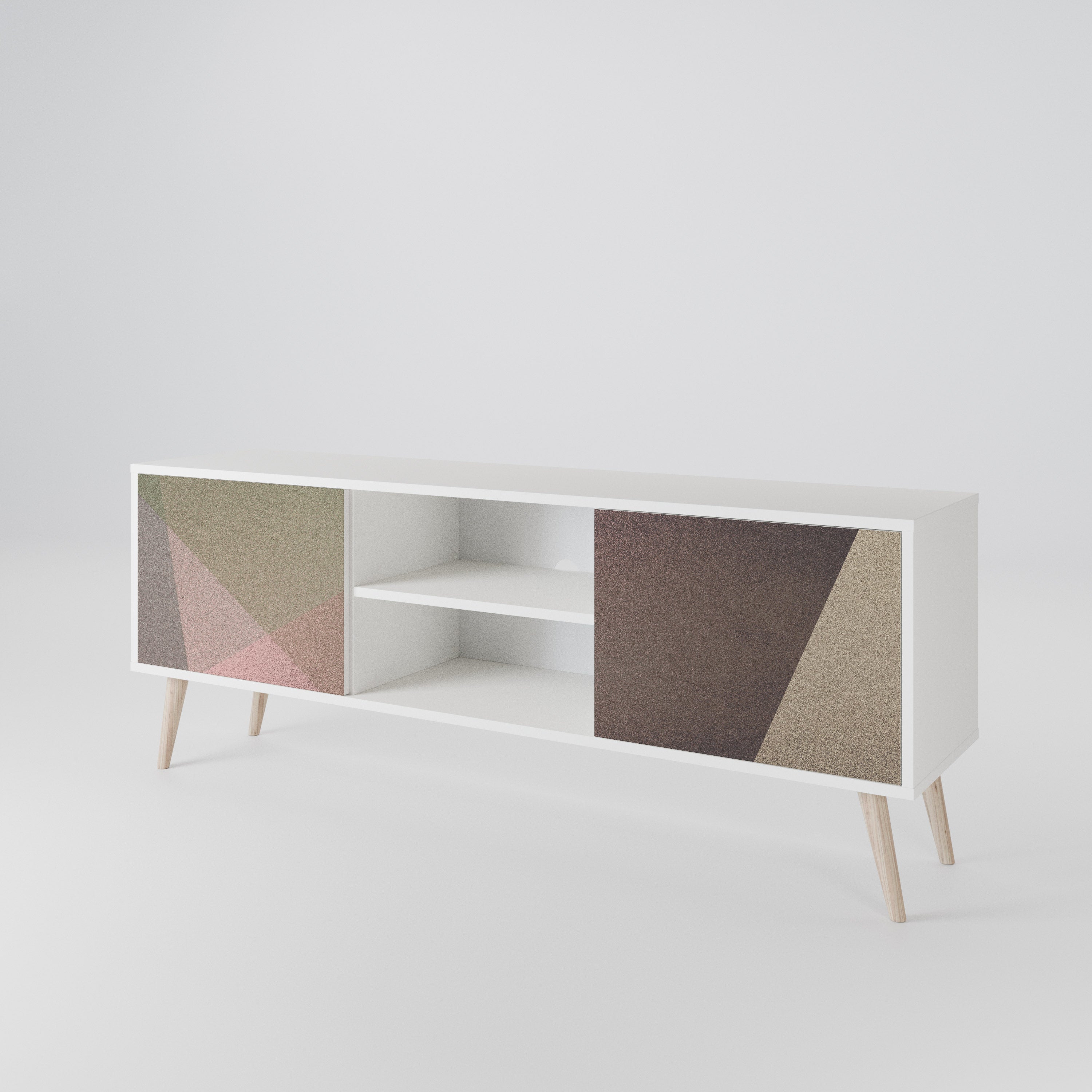 BEIGE GEOMETRY Mueble de TV de 2 Puertas