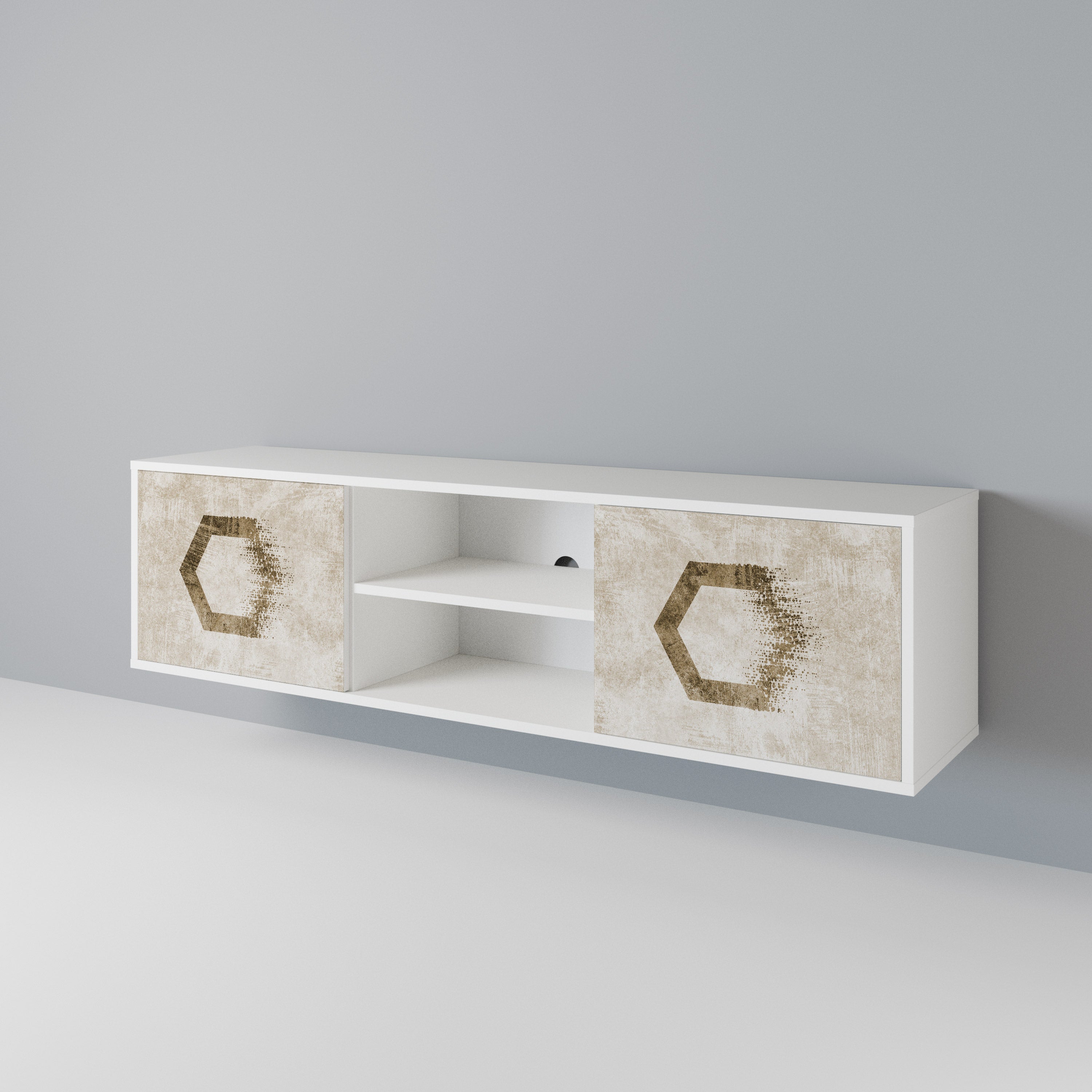 HEXAGONAL SHAPES 2-Door TV Cabinet