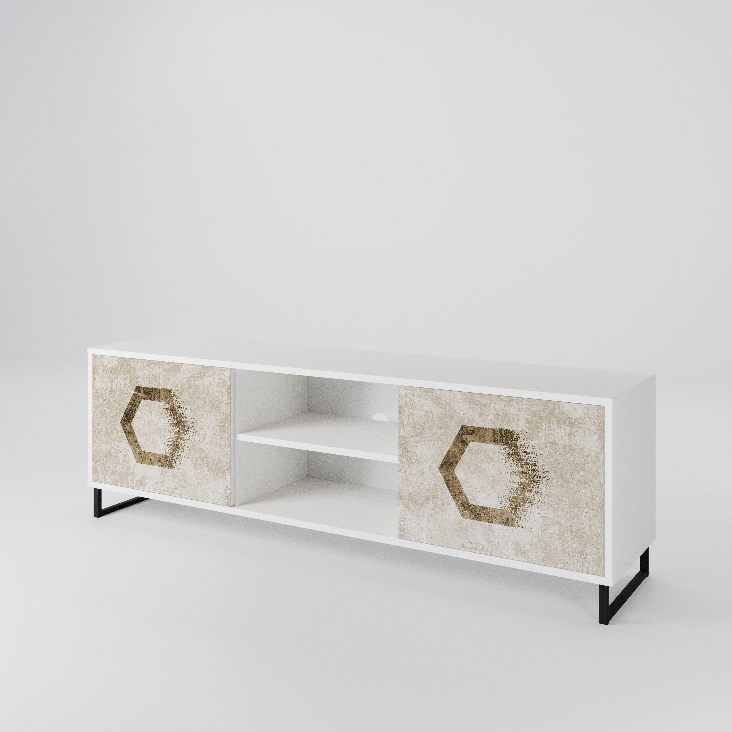 HEXAGONAL SHAPES 2-Door TV Cabinet