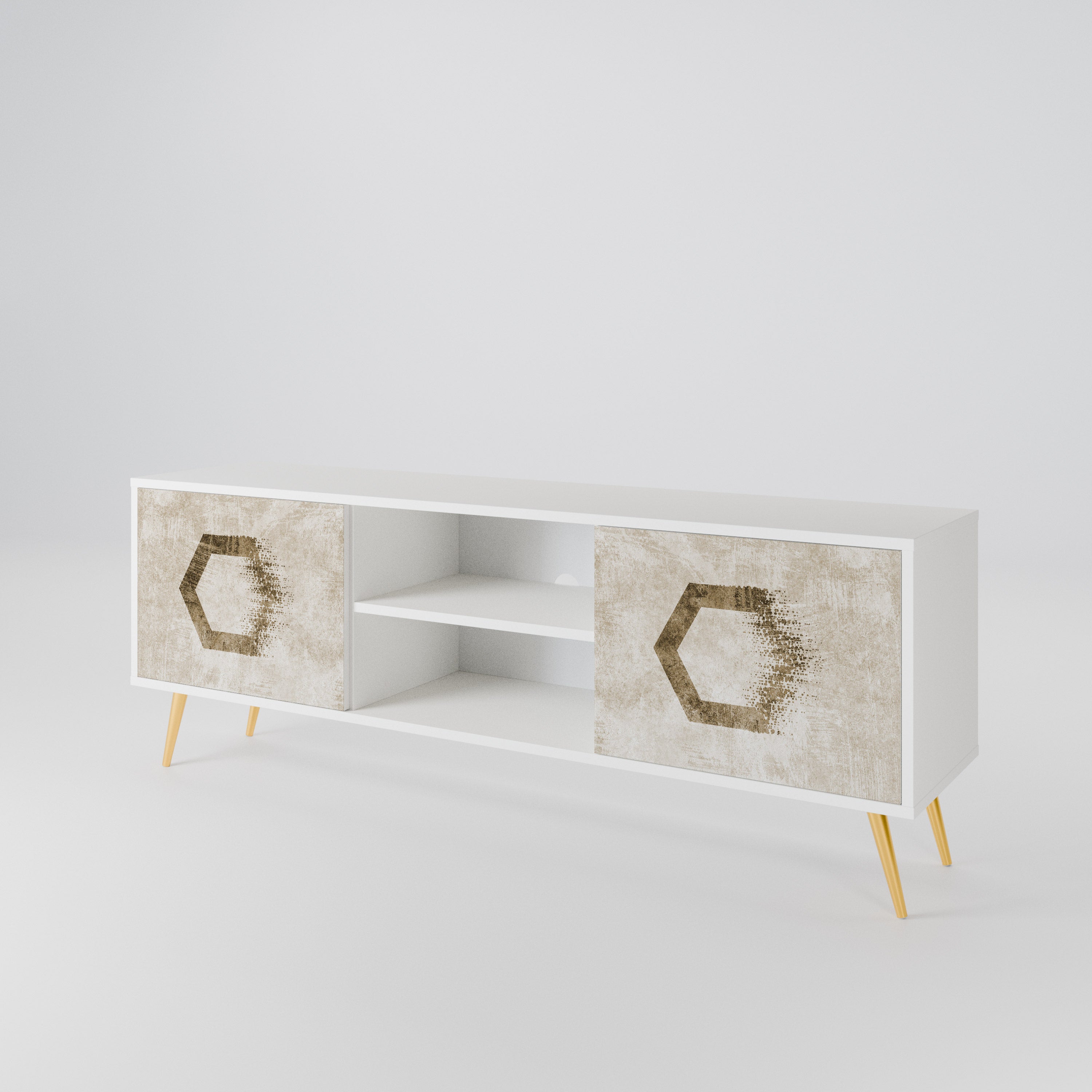 HEXAGONAL SHAPES 2-Door TV Cabinet