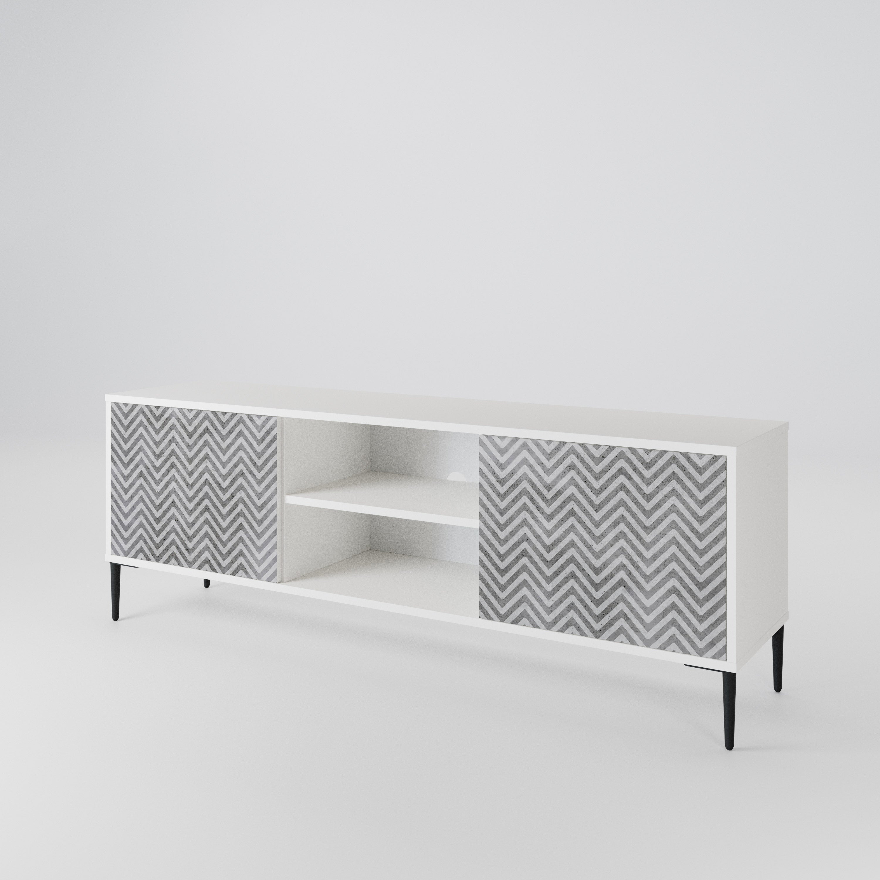 CONCRETE ZIG ZAG Dvoudveřový TV stolek