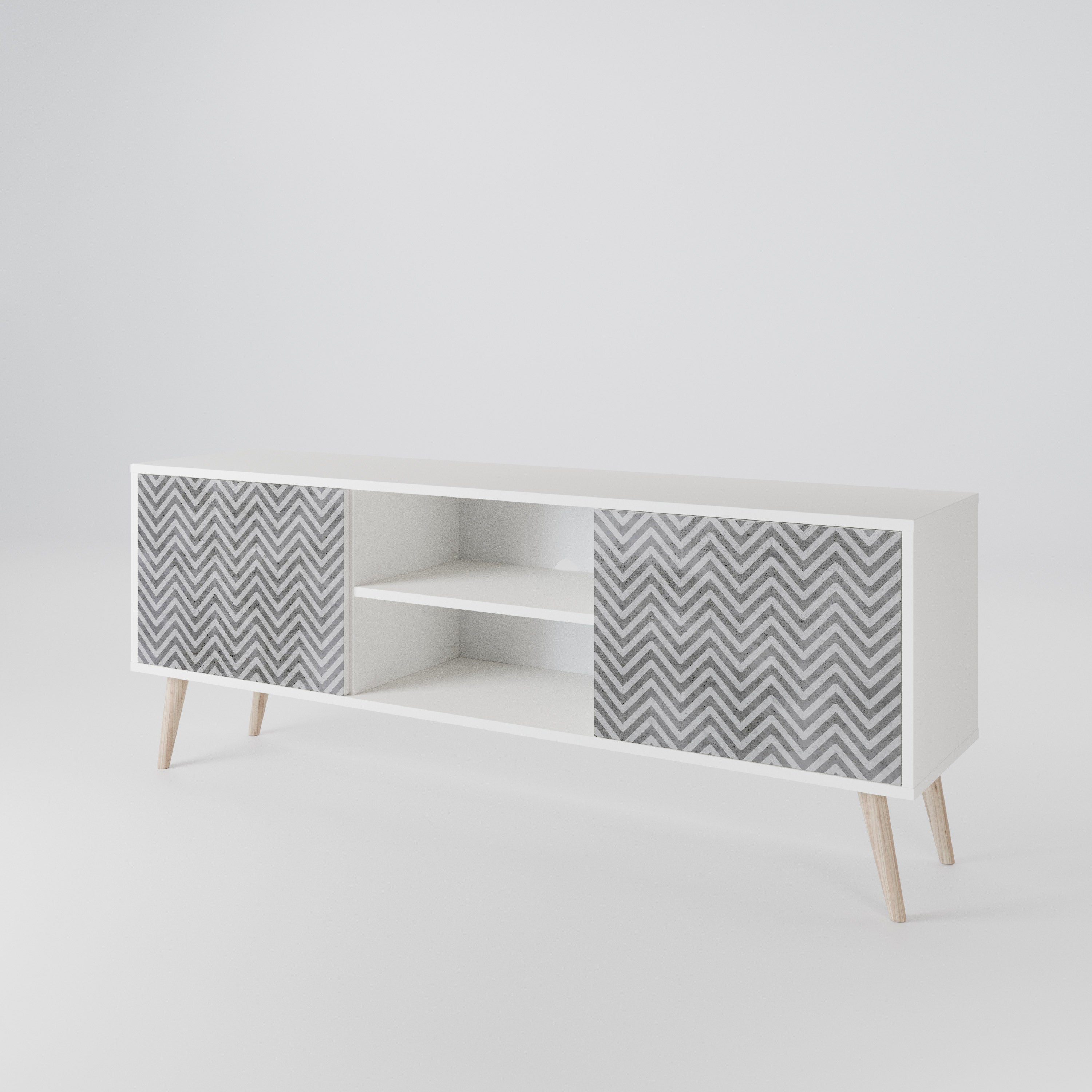 CONCRETE ZIG ZAG Dvoudveřový TV stolek