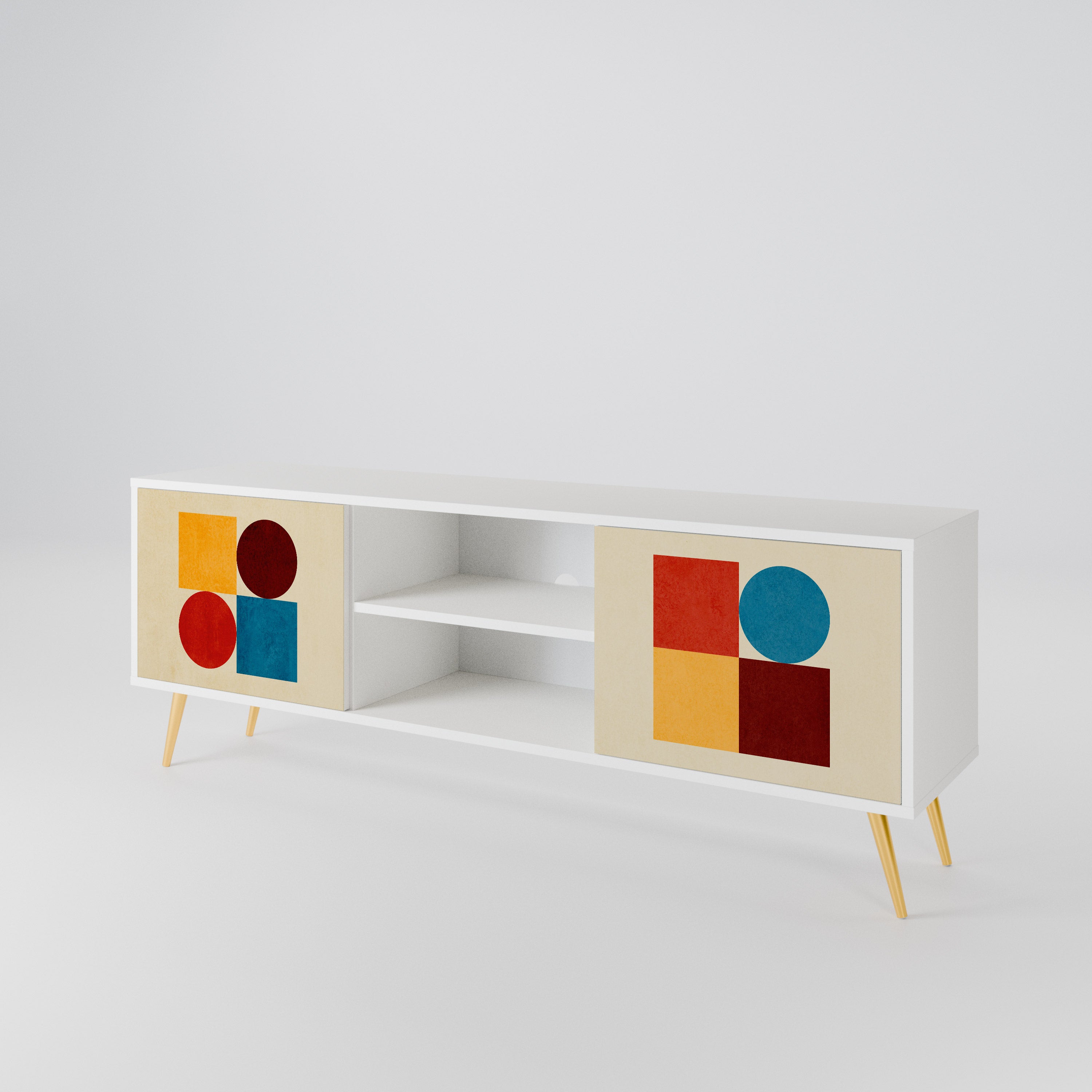 GEOMETRIC PUZZLE Dvoudveřový TV stolek