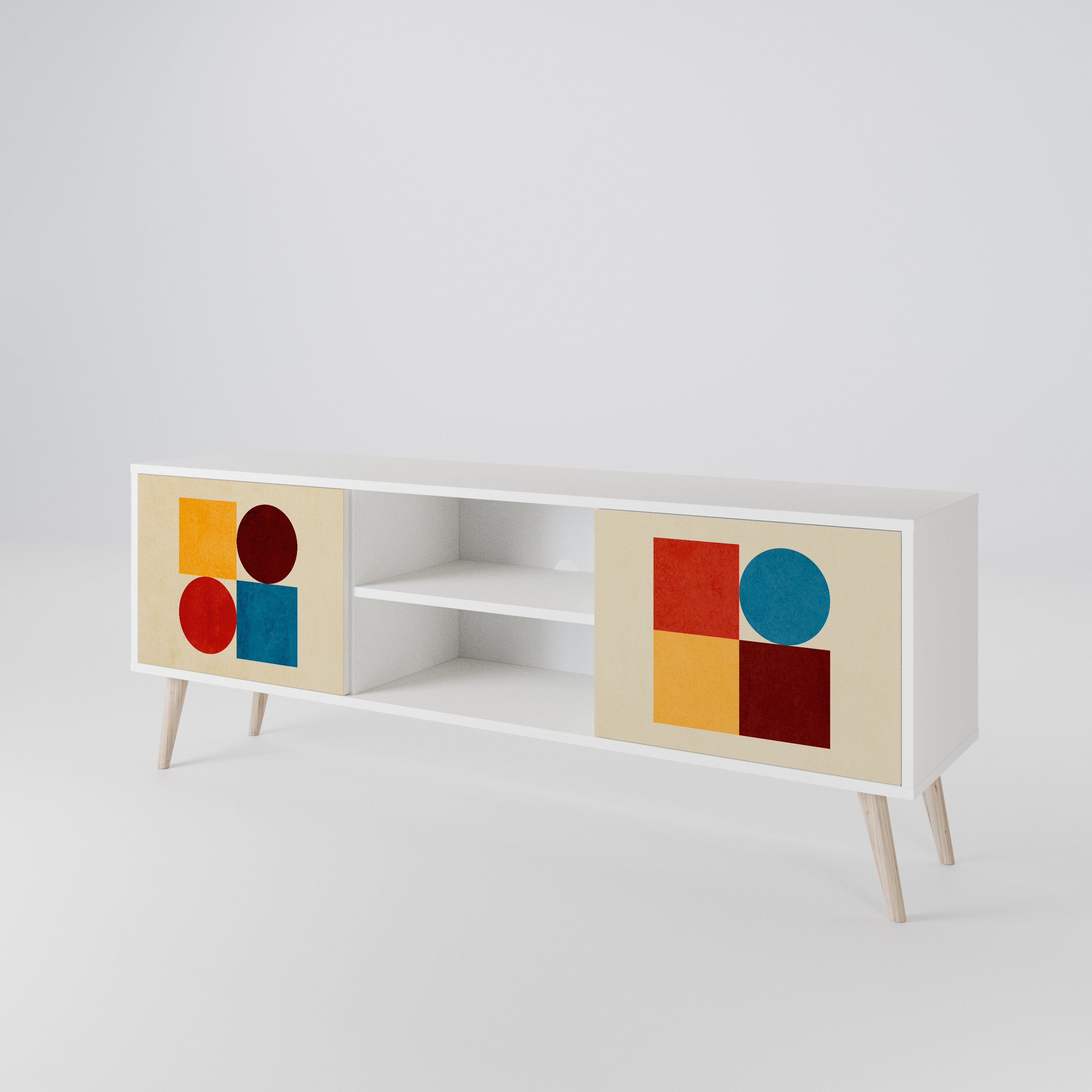 GEOMETRIC PUZZLE Dvoudveřový TV stolek