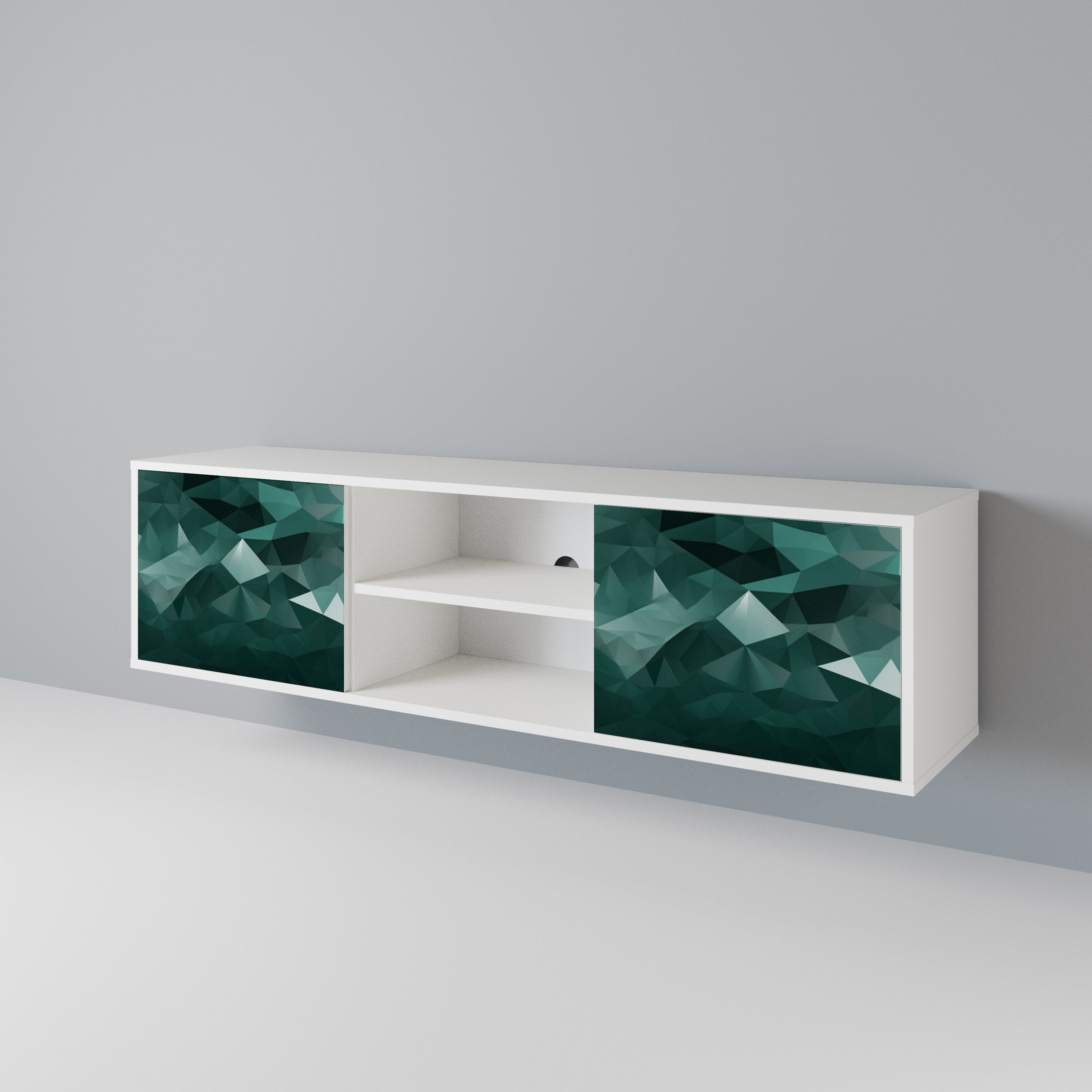 POLYGONAL FLOATING Dvoudveřový TV stolek