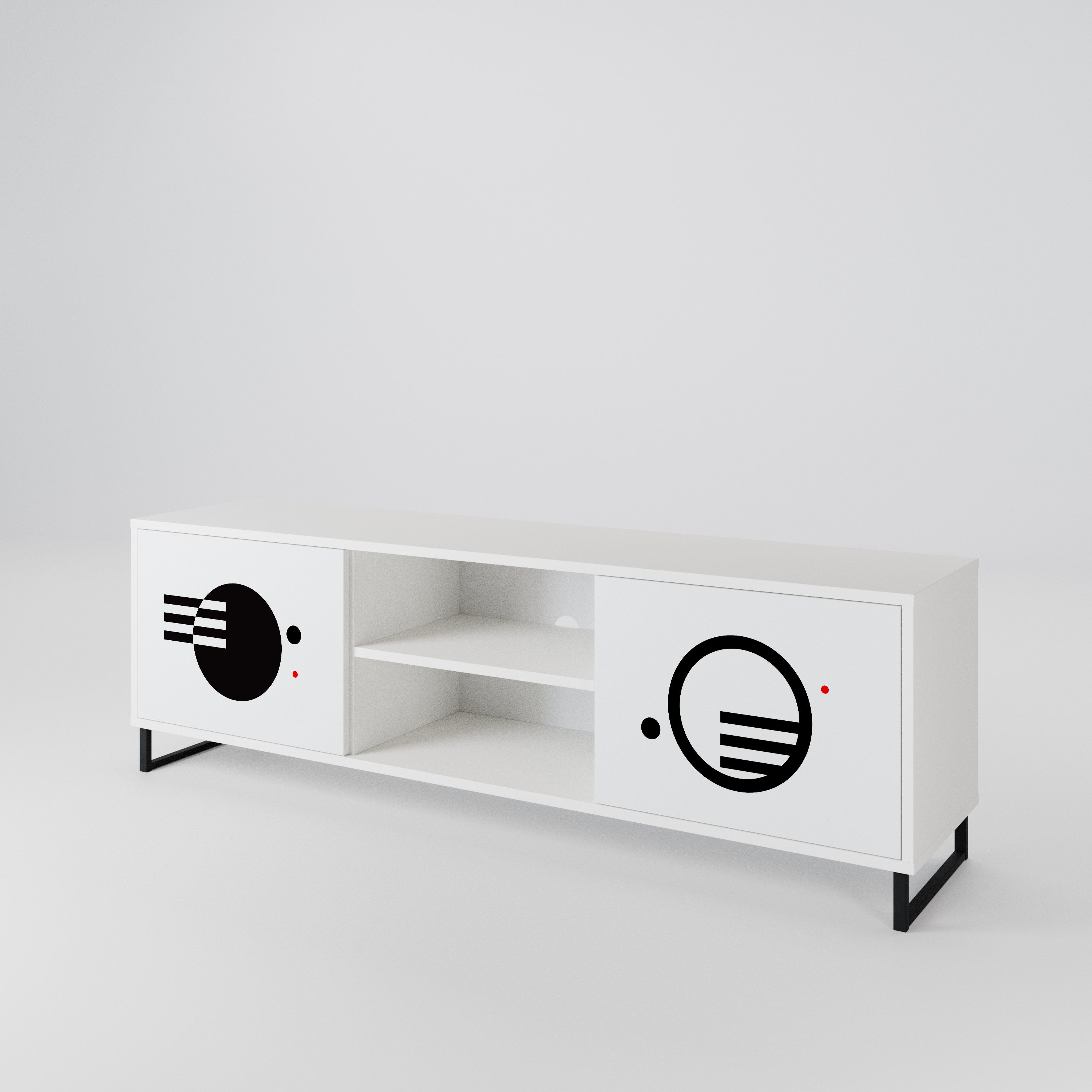 BLACK AND WHITE COMBINATION Dvoudveřový TV stolek