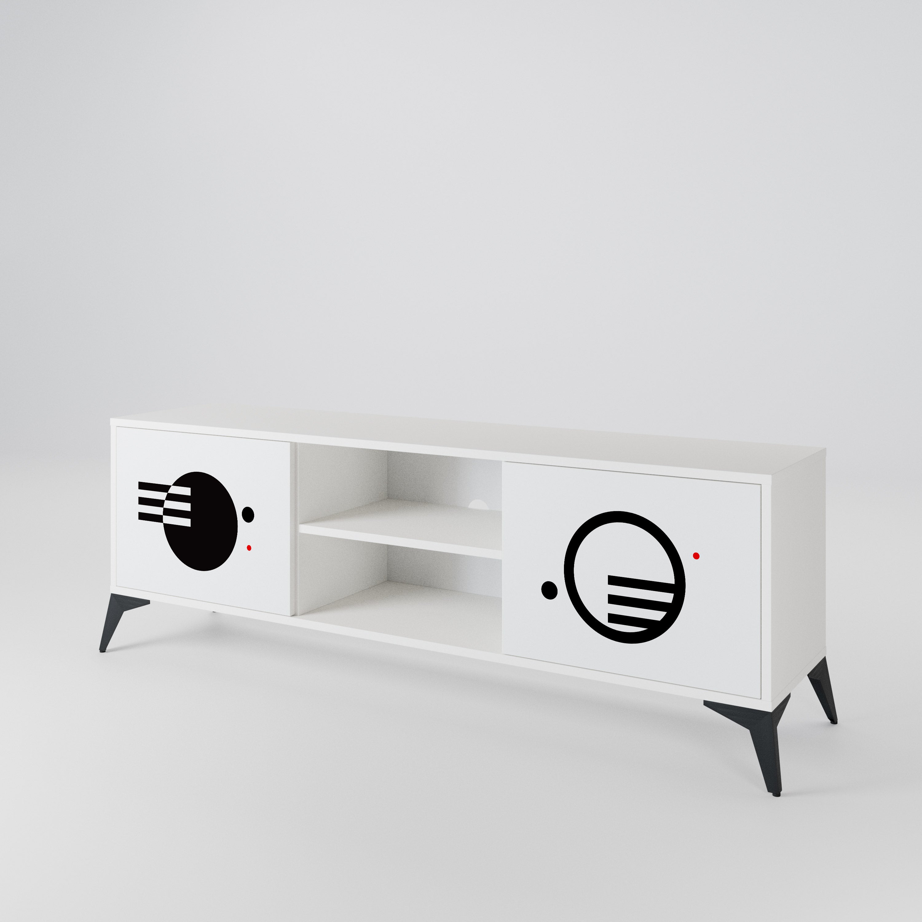 BLACK AND WHITE COMBINATION Dvoudveřový TV stolek