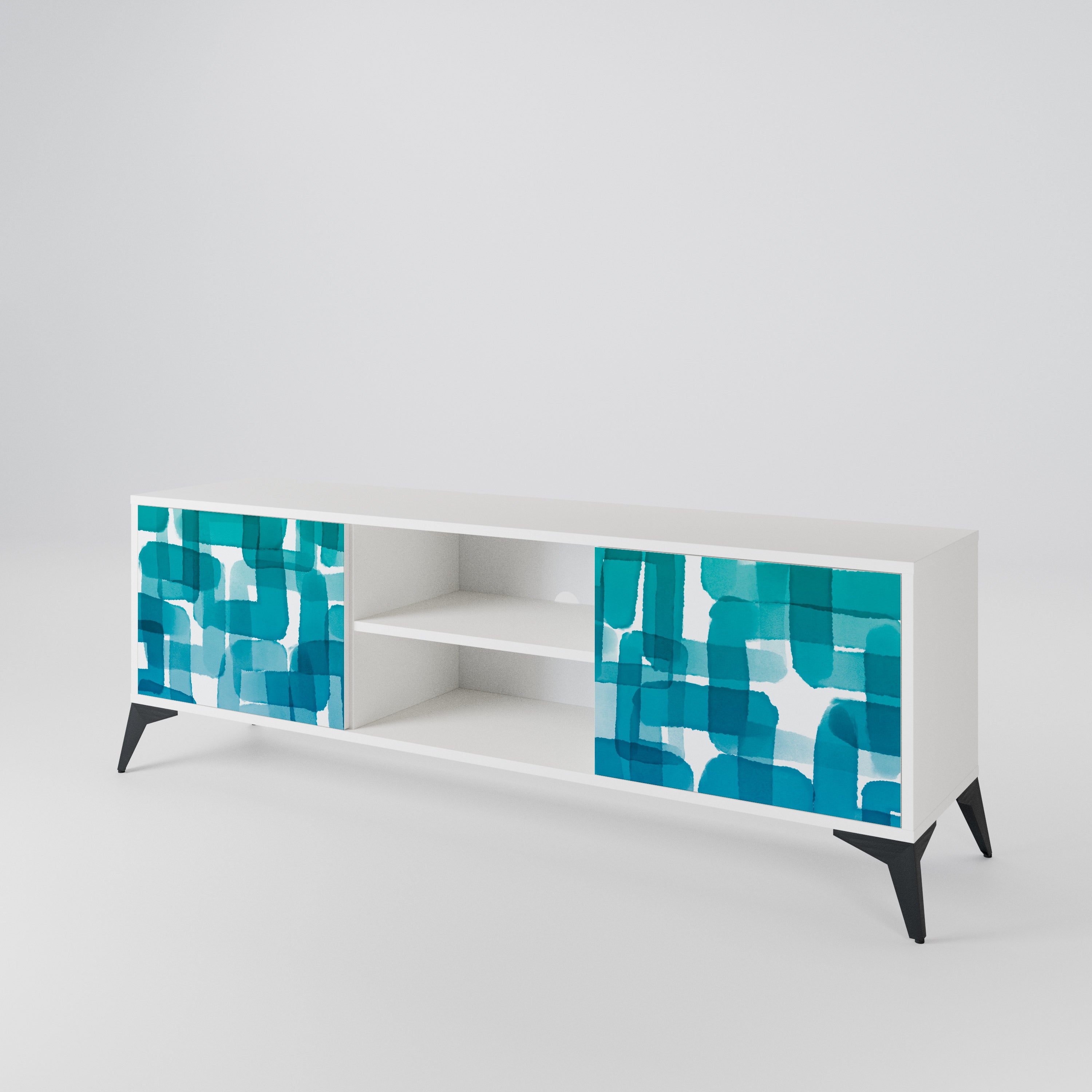 TURQUOISE RECTANGLES Dvoudveřový TV stolek