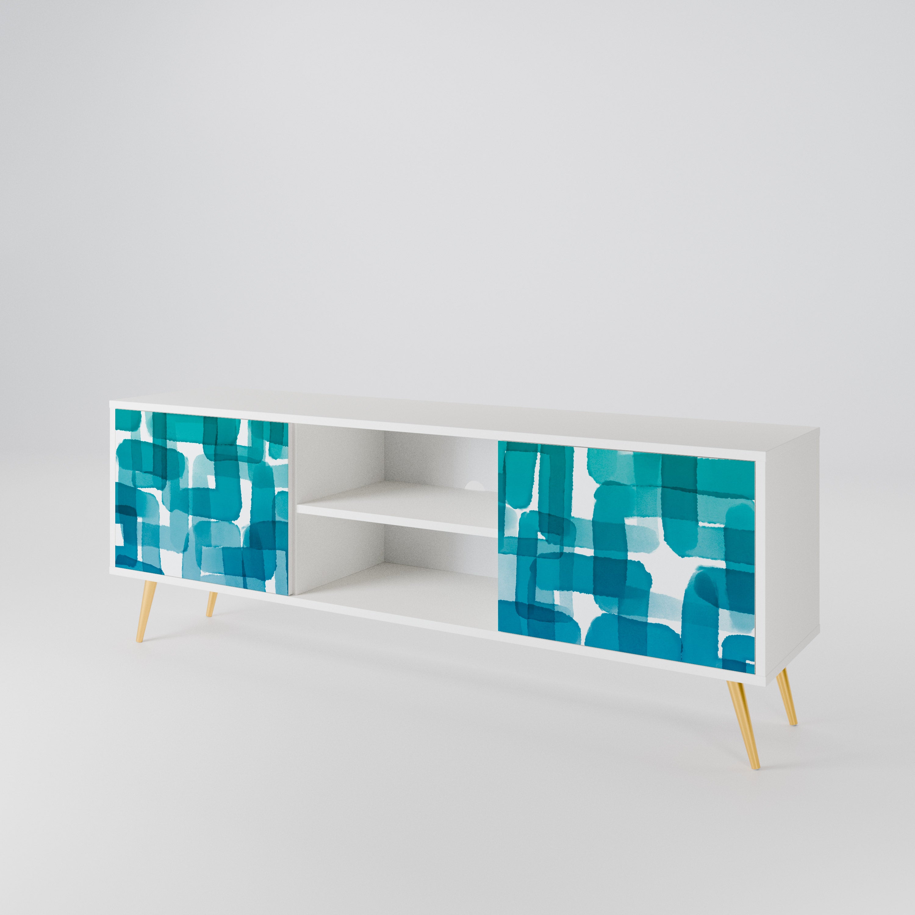 TURQUOISE RECTANGLES Dvoudveřový TV stolek