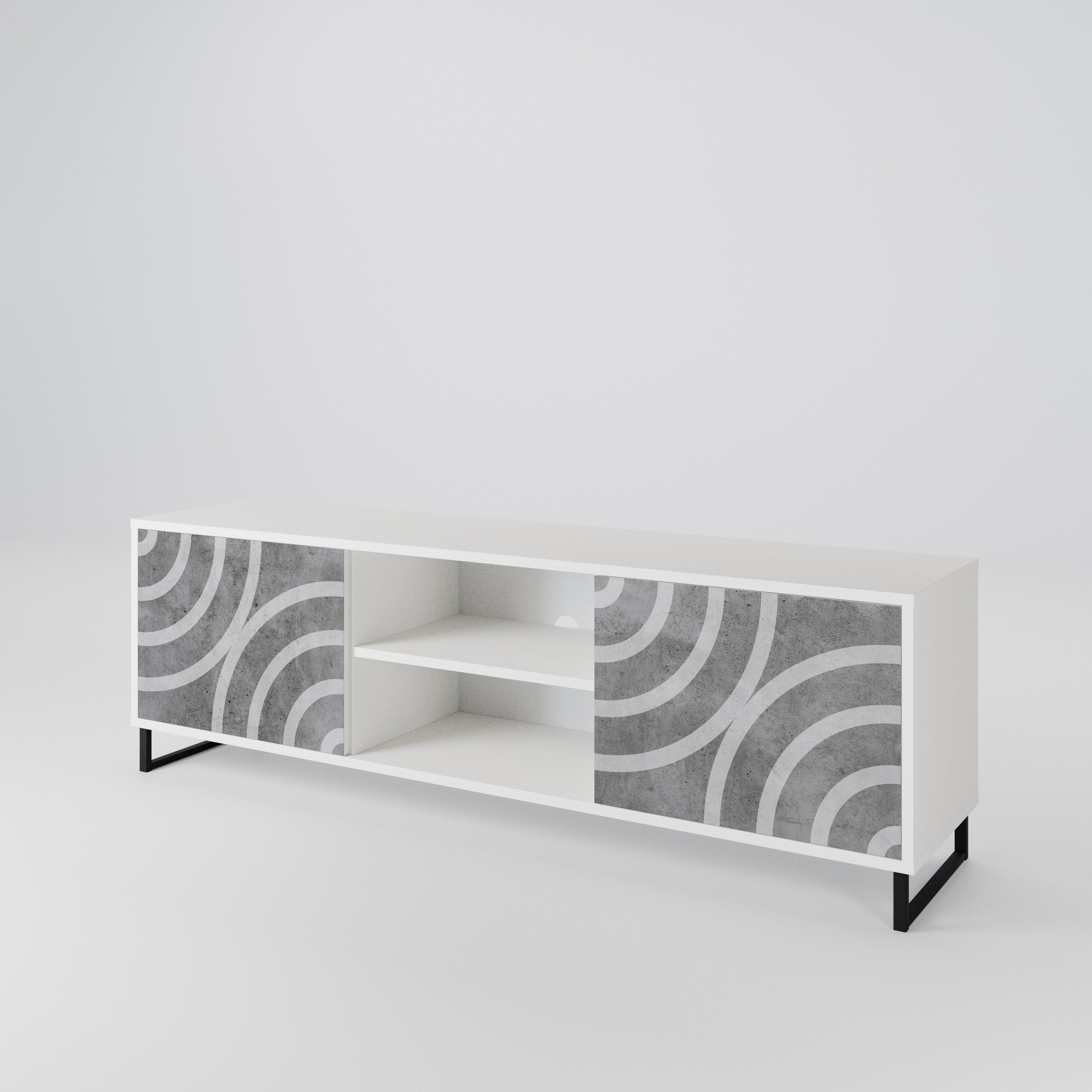CIRCLE CONCRETE Dvoudveřový TV stolek