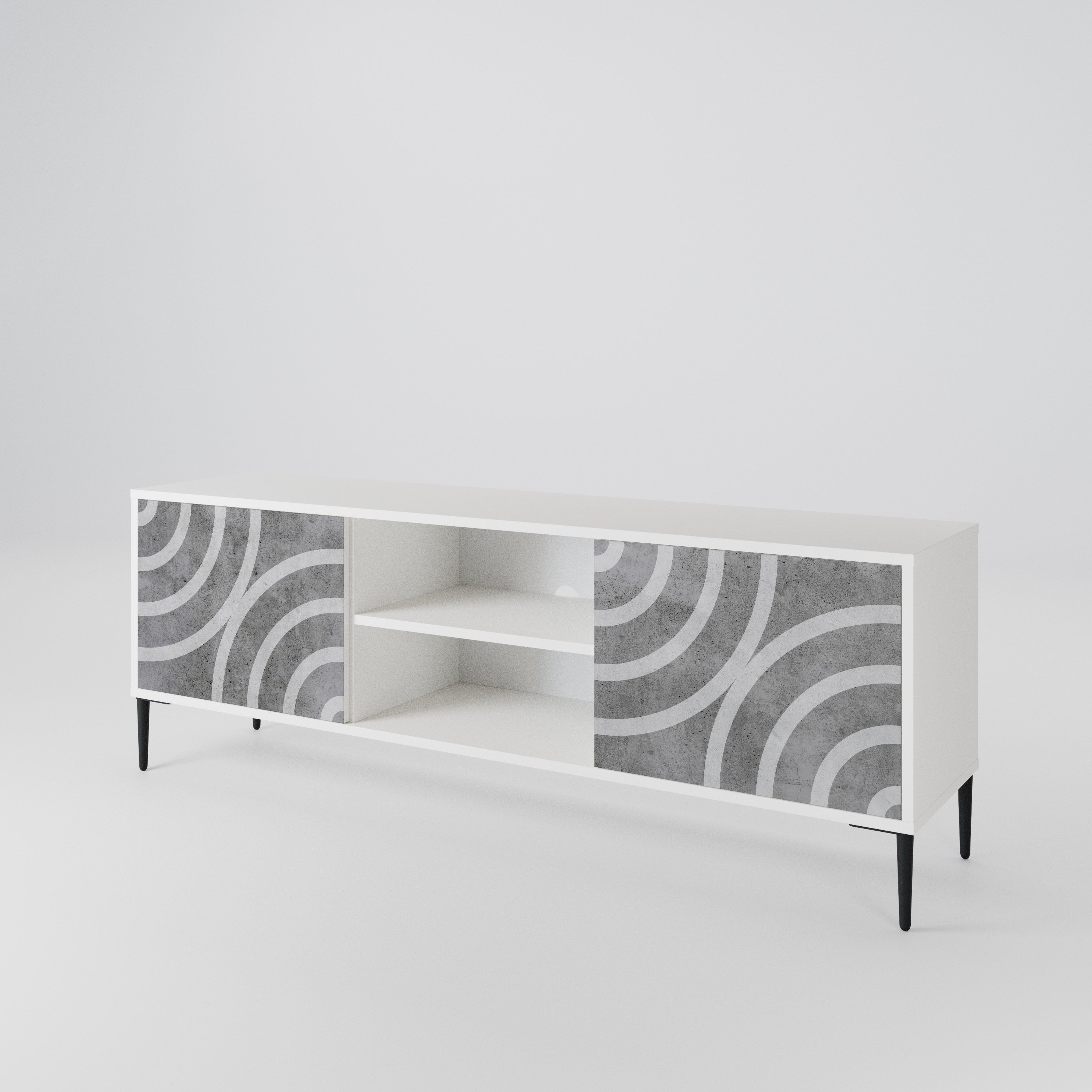 CIRCLE CONCRETE Dvoudveřový TV stolek