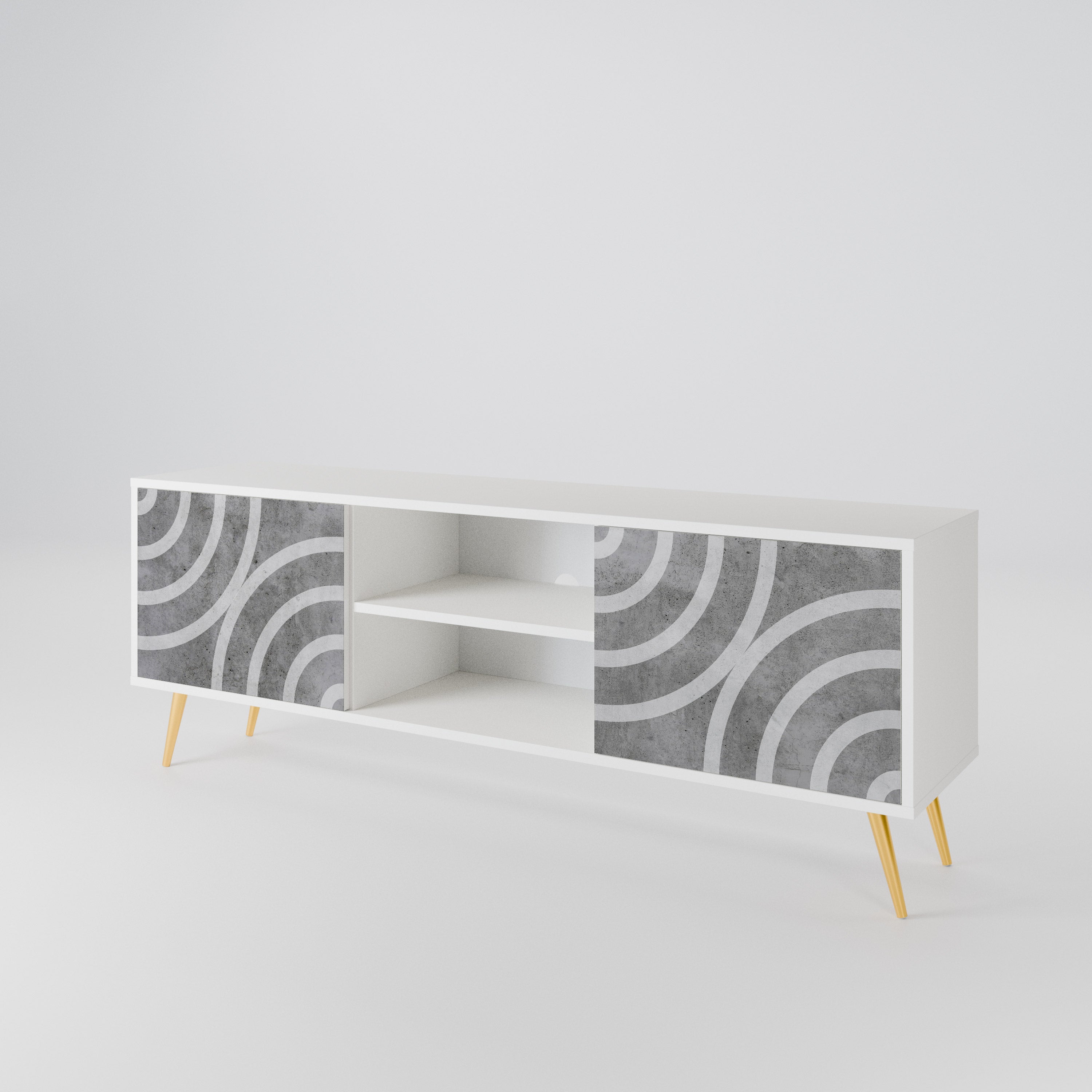 CIRCLE CONCRETE Dvoudveřový TV stolek