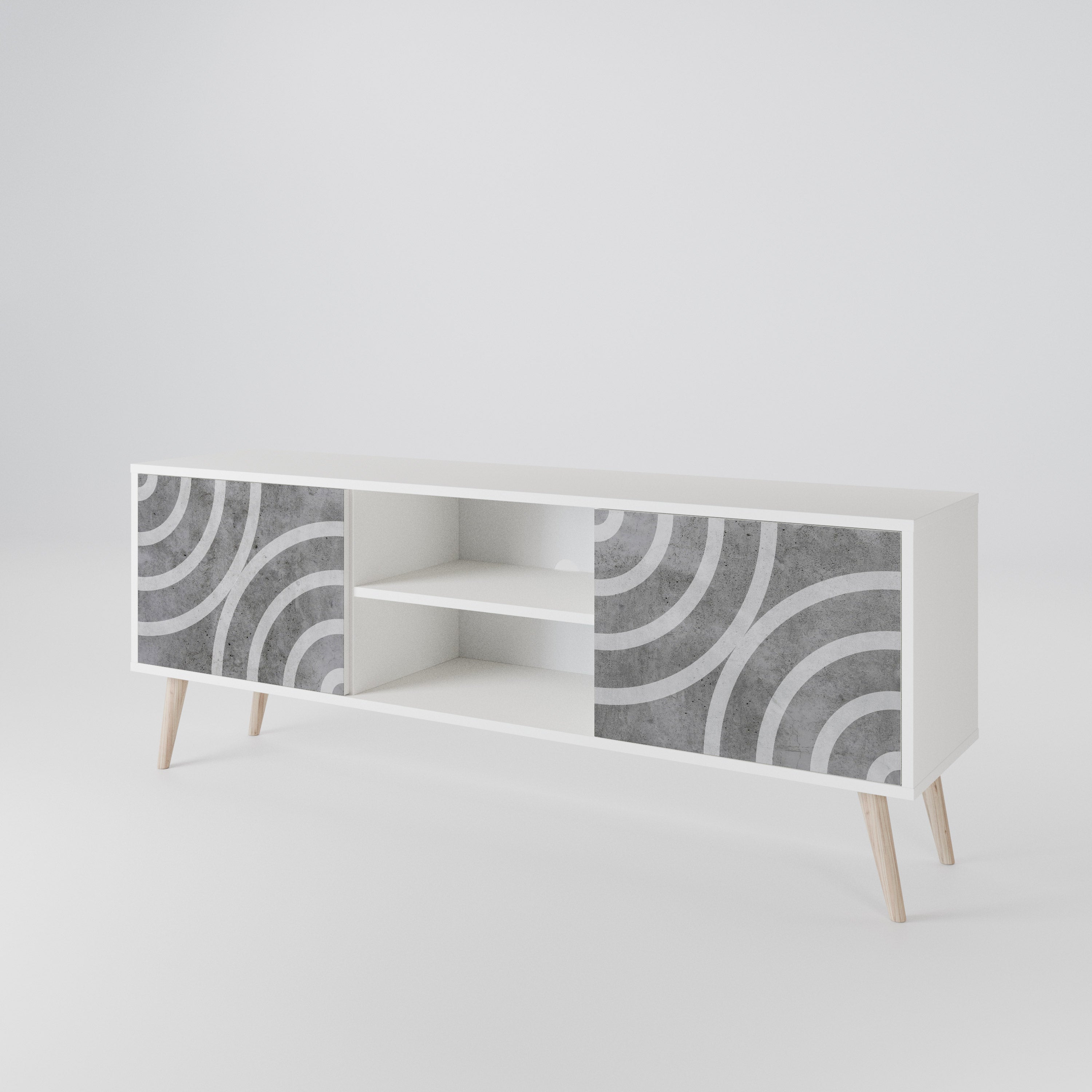 CIRCLE CONCRETE Dvoudveřový TV stolek