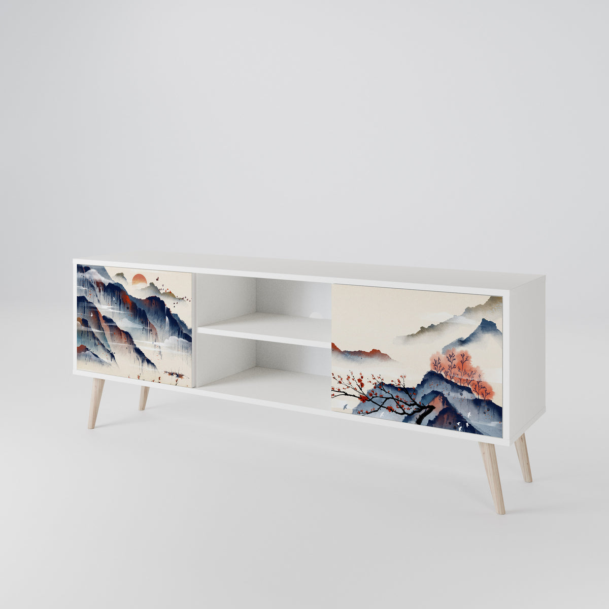 JAPANESE LANDSCAPE 2-Door TV Cabinet