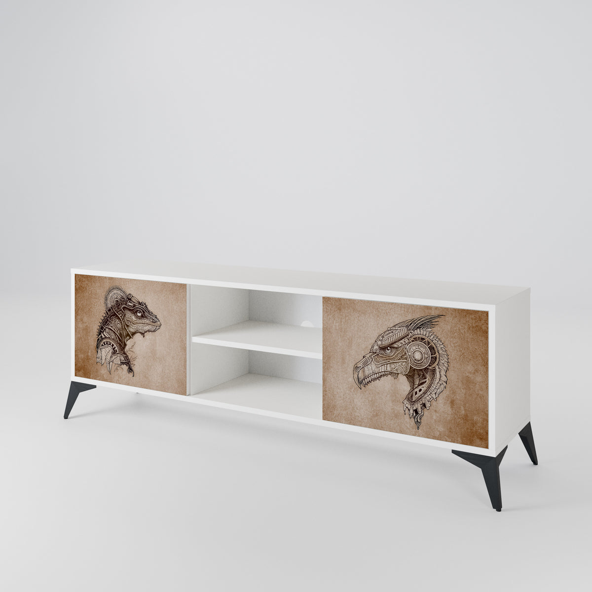 STEAMPUNK CLAN Mueble de TV de 2 Puertas