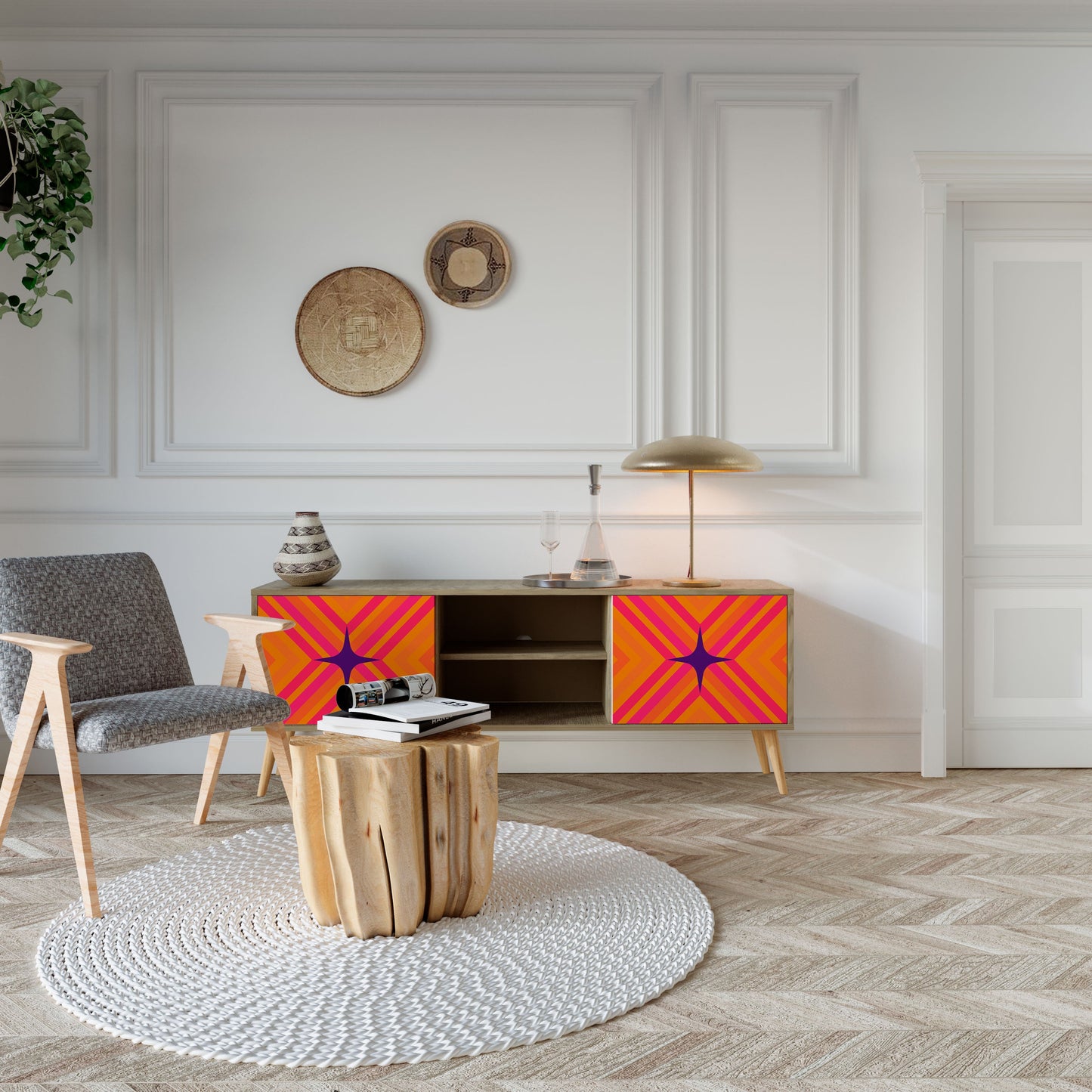 Mobile TV a 2 ante GEOMETRIC BRILLIANCE in effetto rovere