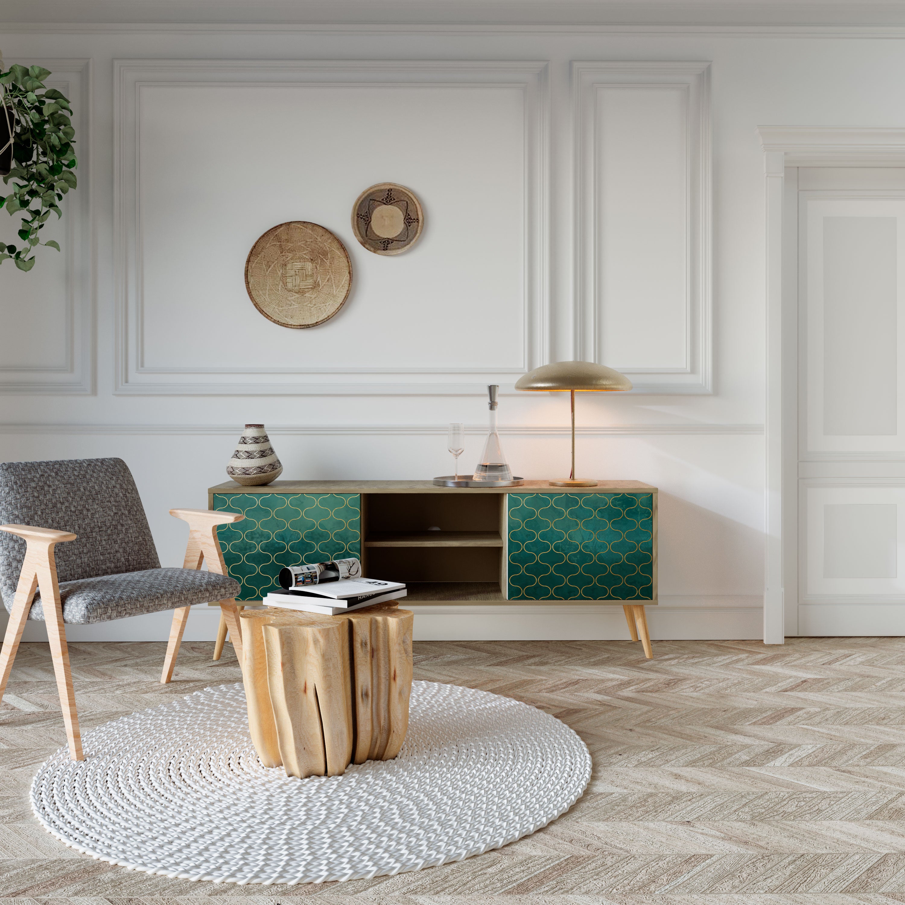 TESSELATED GREENERY 2-türiges TV-Lowboard