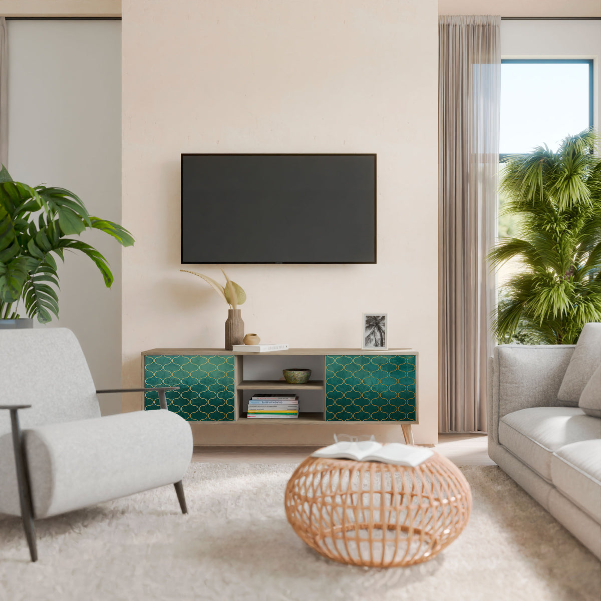 TESSELATED GREENERY Mueble de TV de 2 Puertas