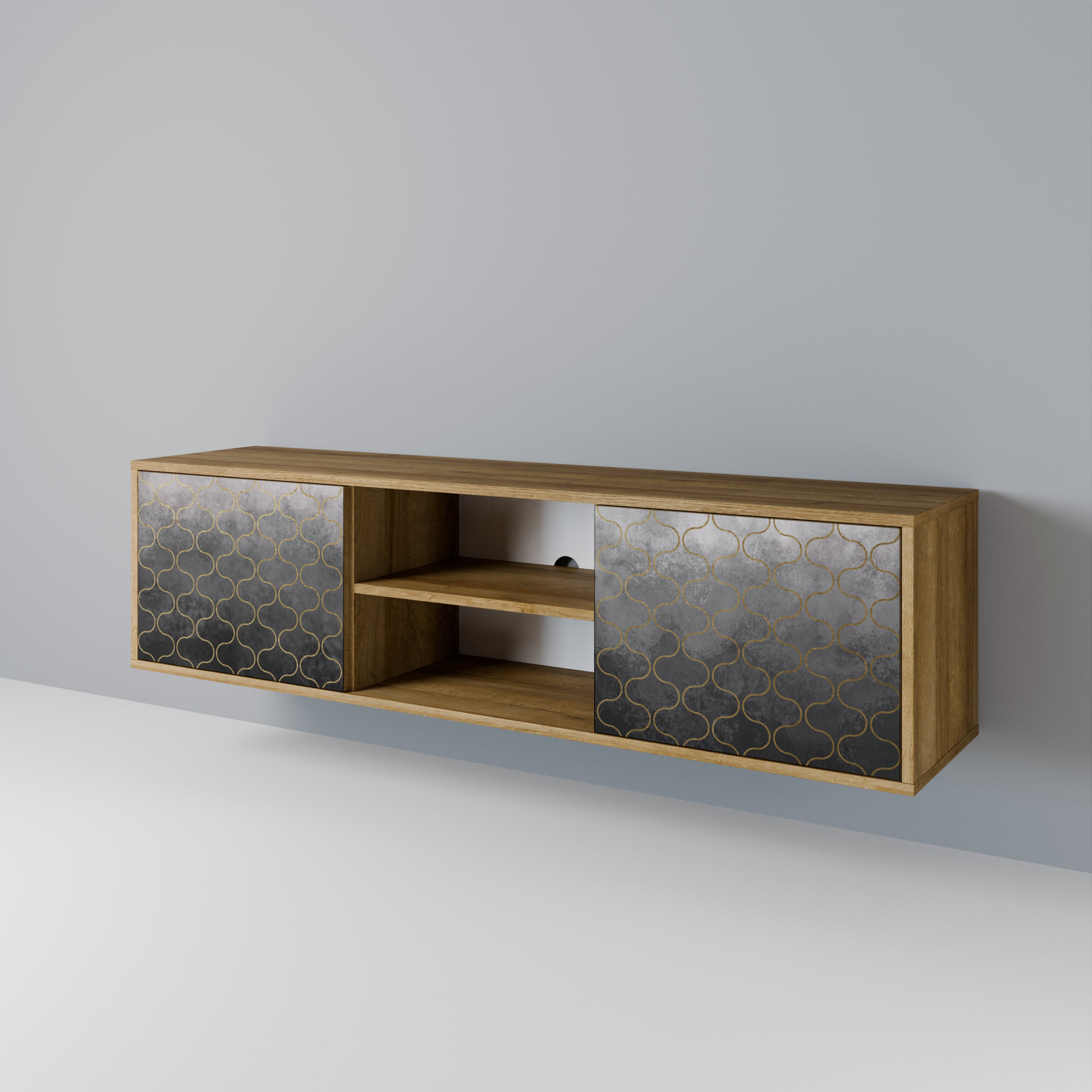 TESSELATED GRAYISH 2-türiges TV-Lowboard