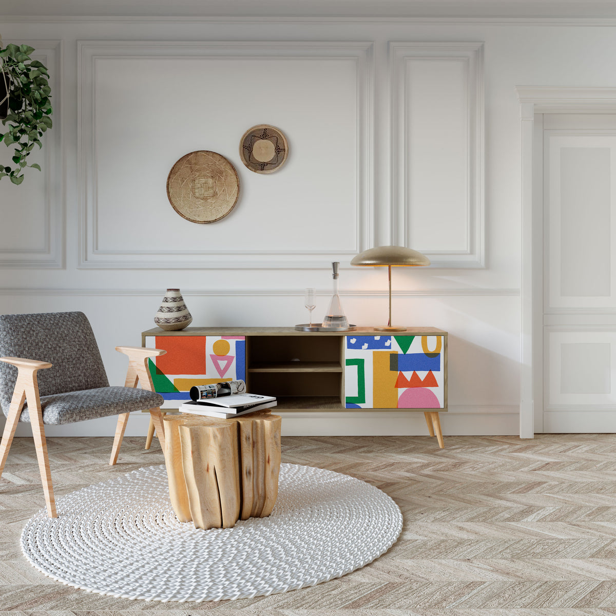 GEOMETRIC GLIMMER Mueble de TV de 2 Puertas