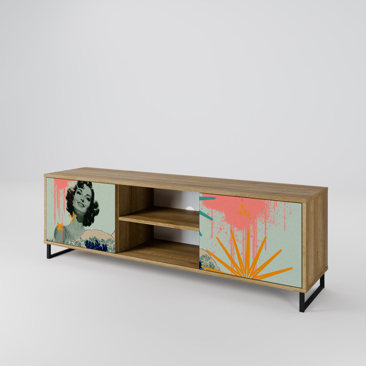 KANAGAWA BEAUTY Mueble de TV de 2 Puertas