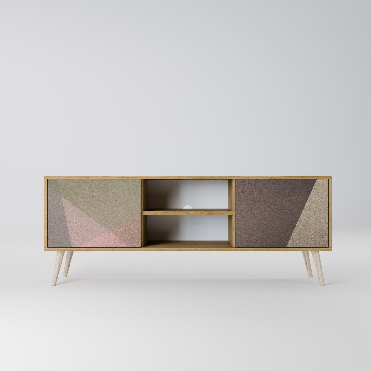 BEIGE GEOMETRY Mueble de TV de 2 Puertas
