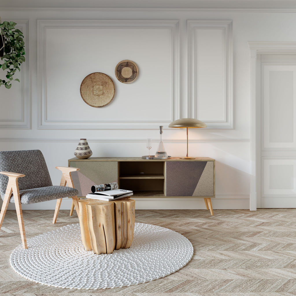 BEIGE GEOMETRY 2-türiges TV-Lowboard