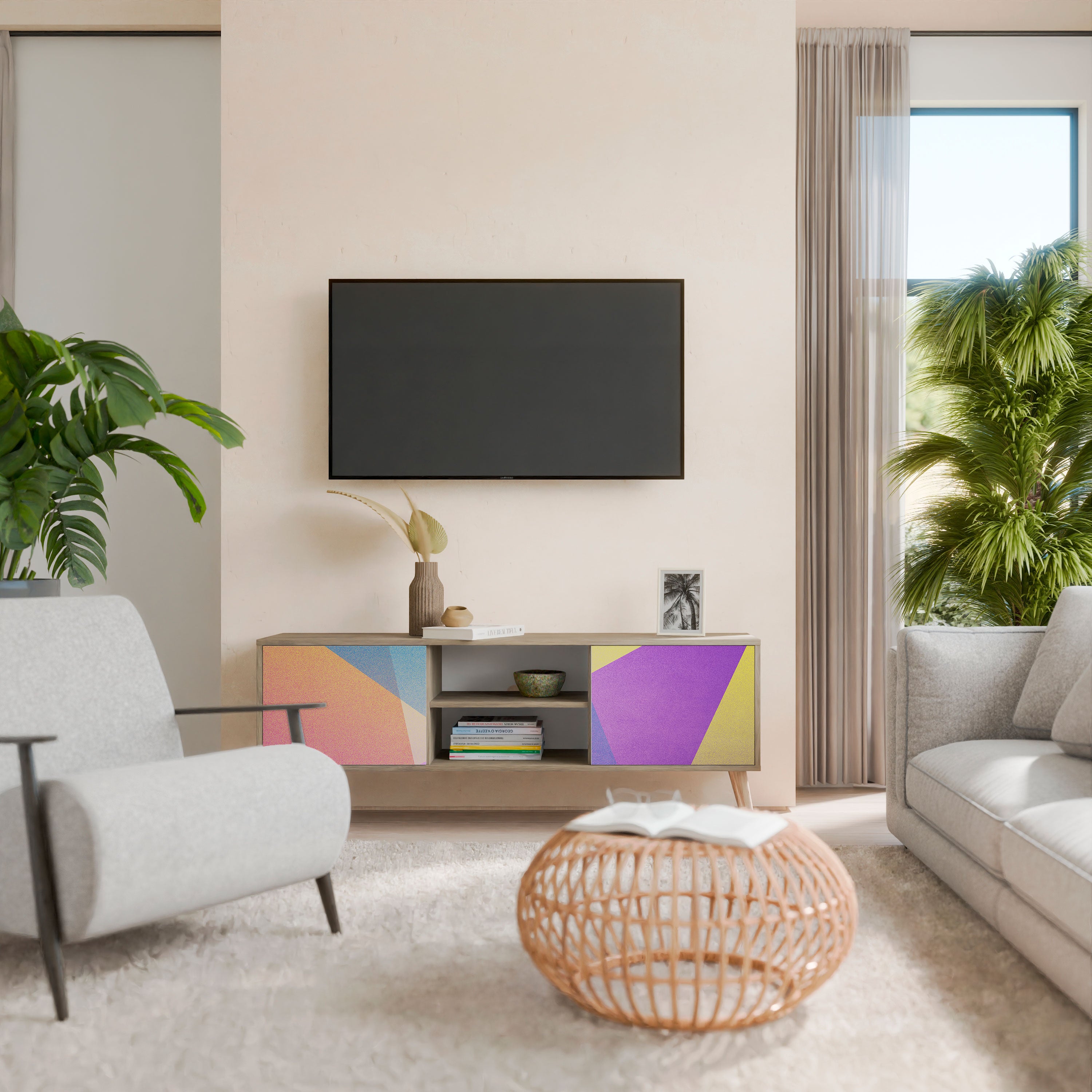 BRIGHT GEOMETRY Έπιπλο τηλεόρασης 2-θυρών