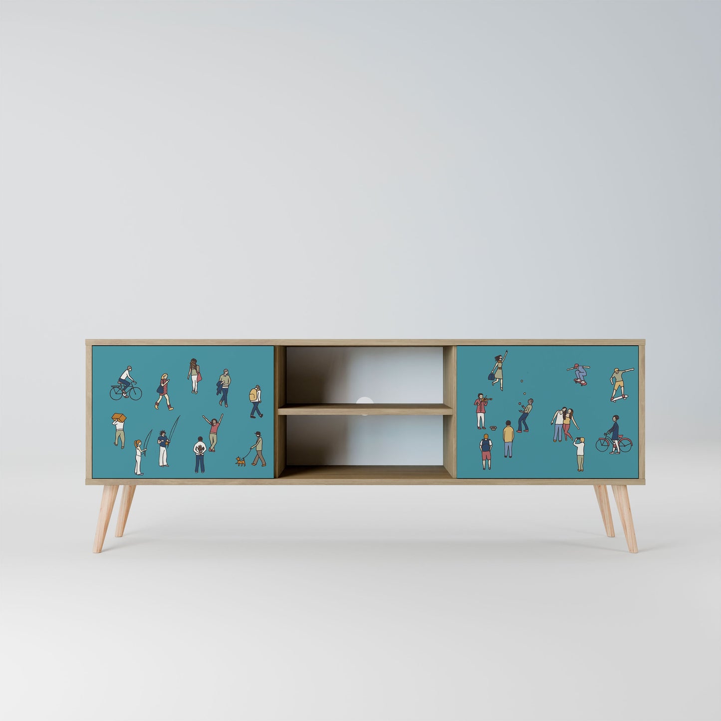 COLLECTIVE STREAM 2-Door TV Stand in Oak Effect