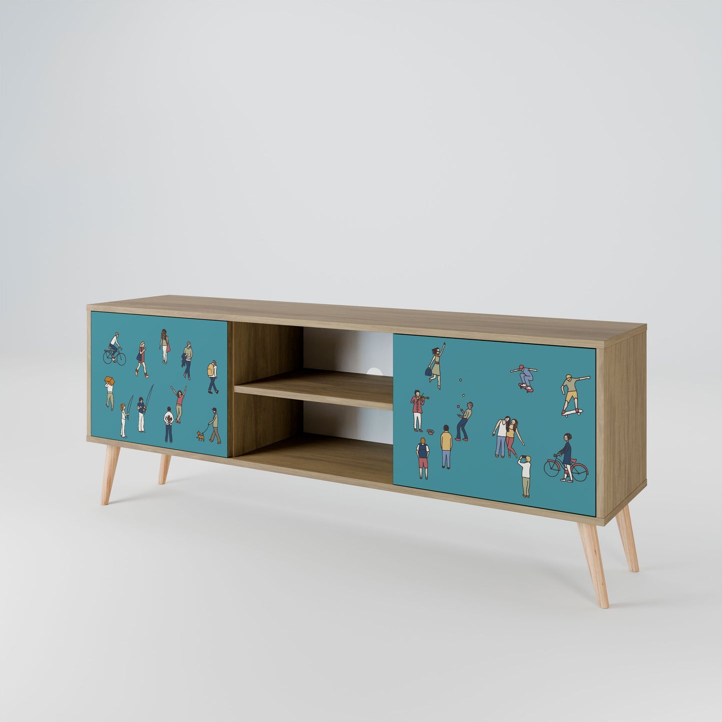 COLLECTIVE STREAM 2-Door TV Stand in Oak Effect