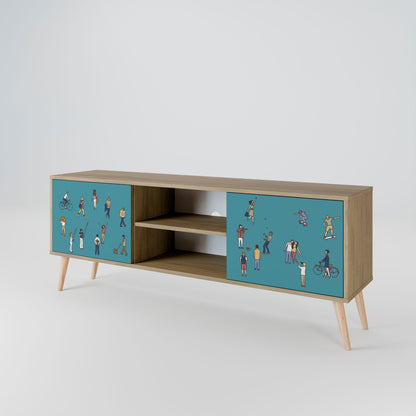 COLLECTIVE STREAM 2-Door TV Stand in Oak Effect