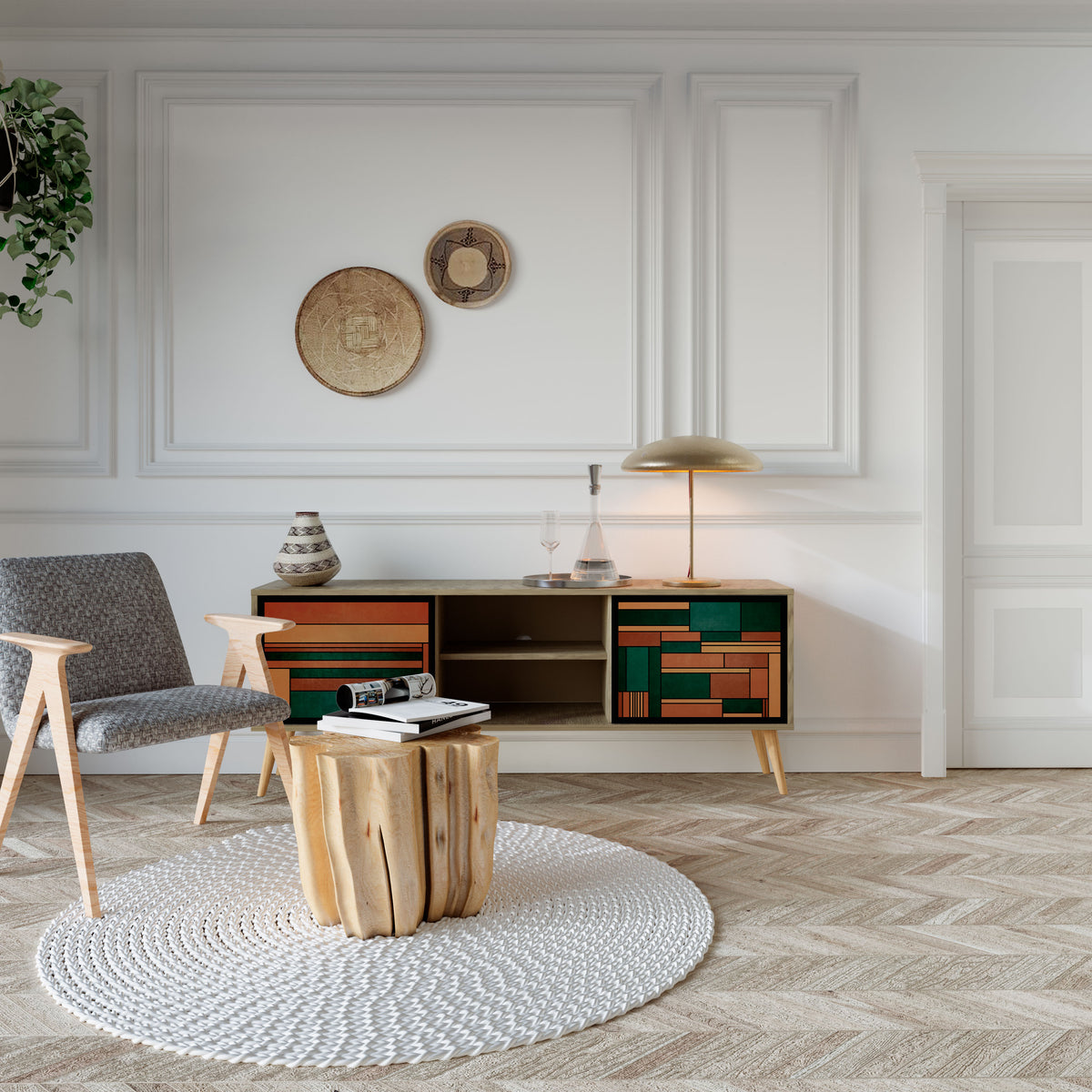 EARTHY FIGURES Móvel de TV de 2 Portas