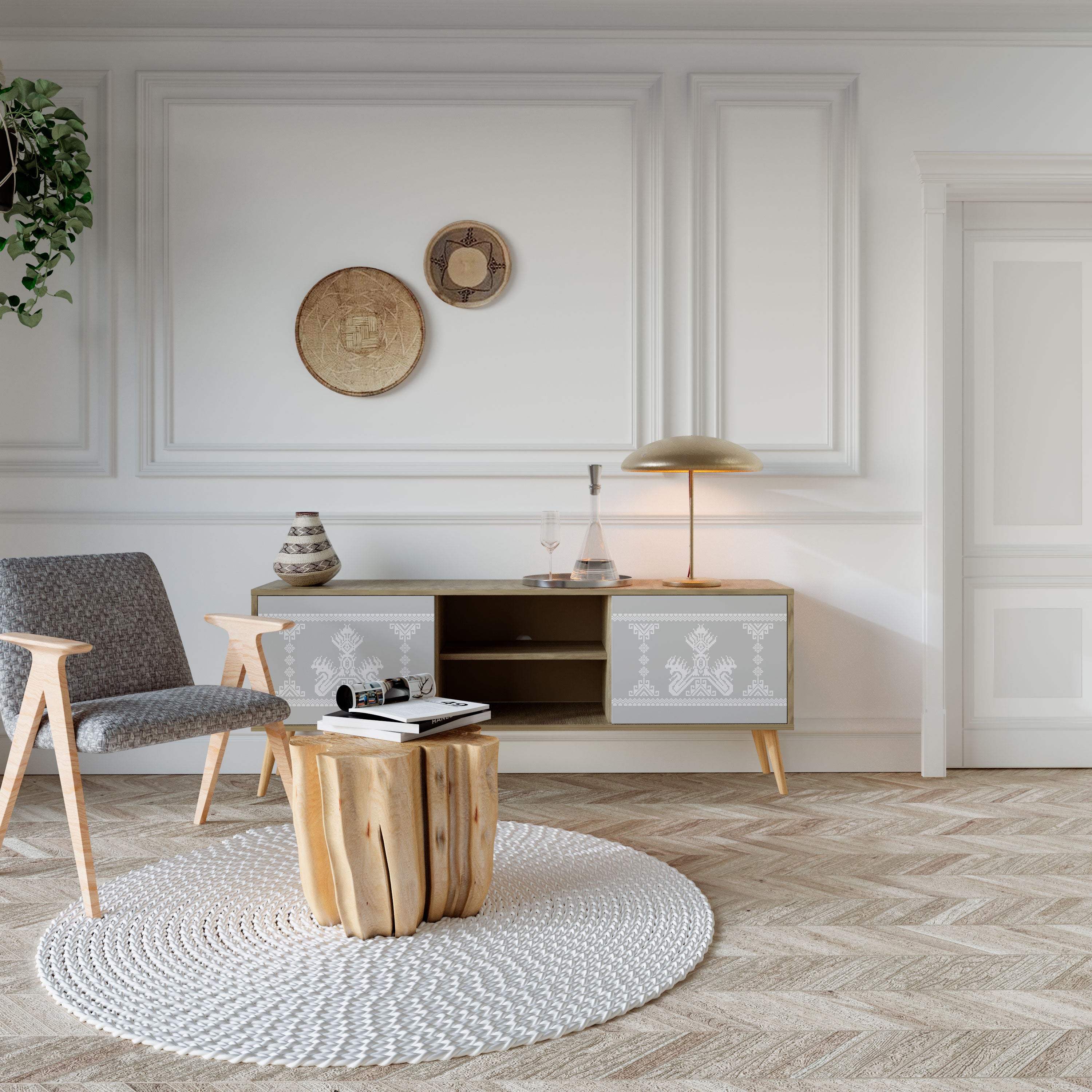 THAI GRAY Έπιπλο τηλεόρασης 2-θυρών