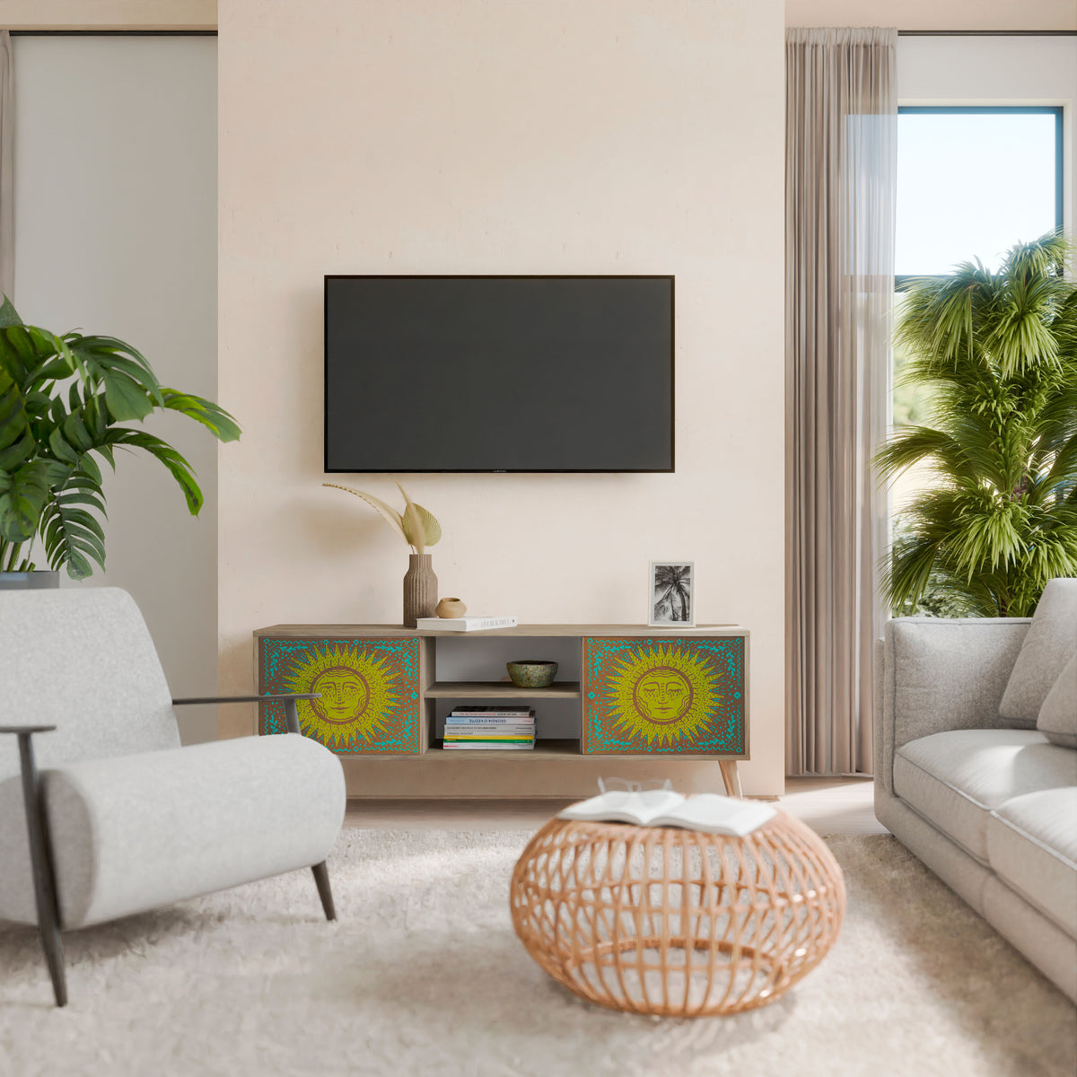 SUNSHINE EULOGY Mueble de TV de 2 Puertas