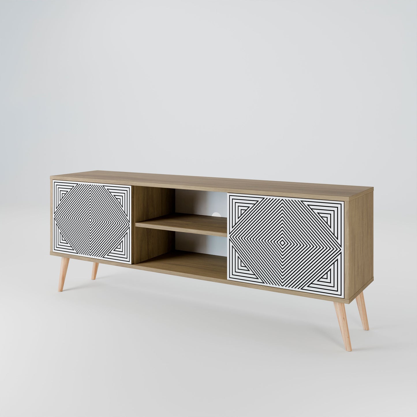 POLYGON ILLUSION 2-Door TV Stand in Oak Effect