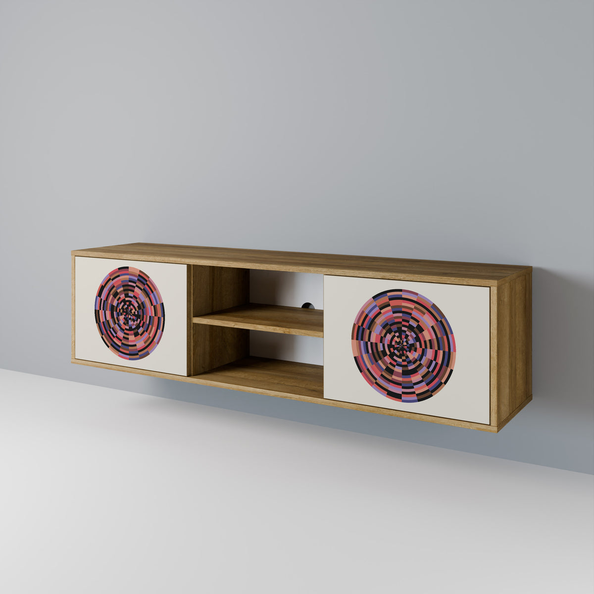 BROWN CIRCLES Mueble de TV de 2 Puertas
