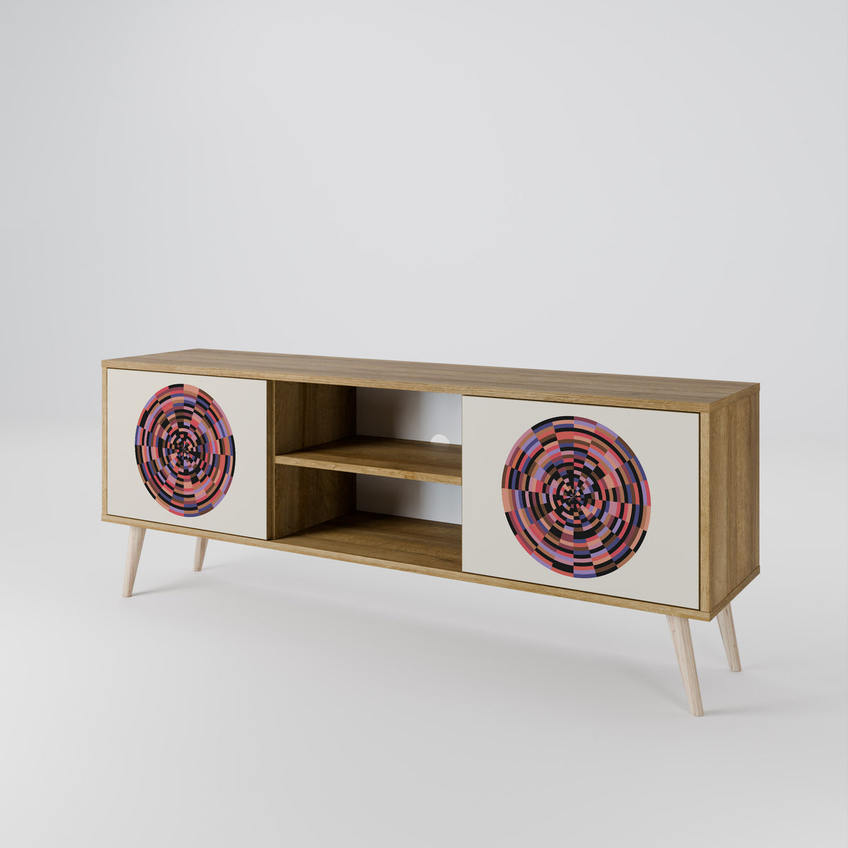 BROWN CIRCLES Mueble de TV de 2 Puertas