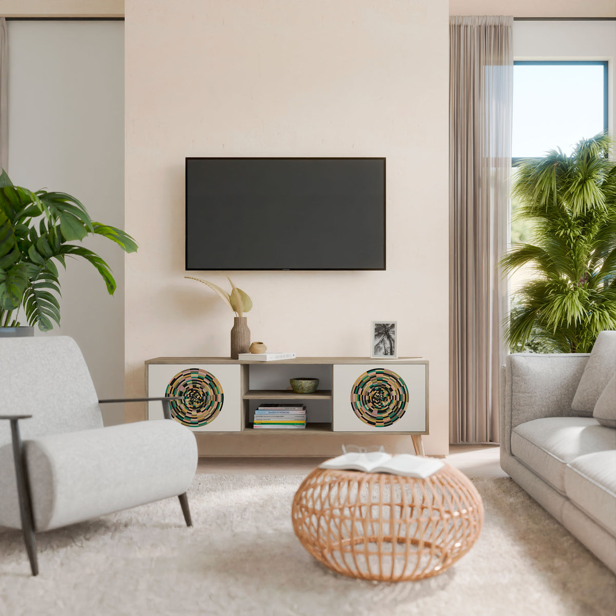 GREEN CIRCLES Mueble de TV de 2 Puertas