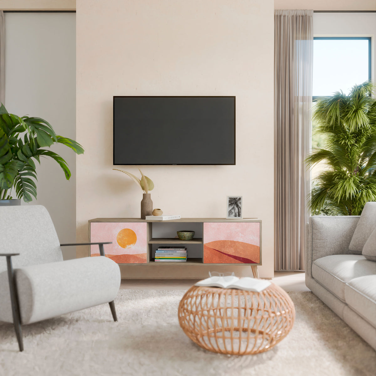 LUMINOUS SUNLIGHT Mueble de TV de 2 Puertas