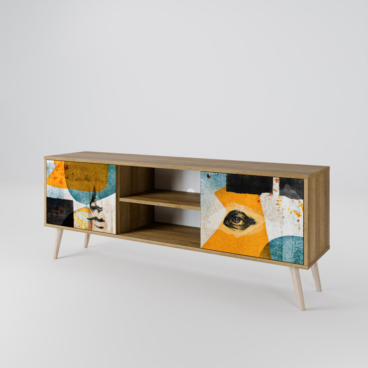 ABSTRACT FACES 2-Door TV Cabinet