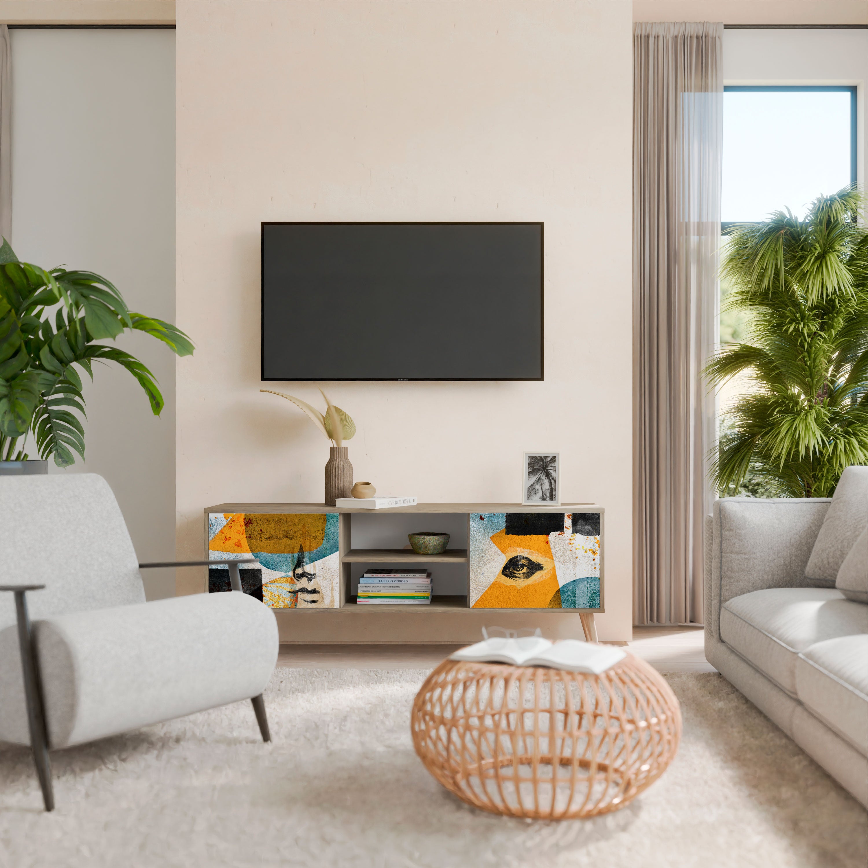 ABSTRACT FACES 2-türiges TV-Lowboard