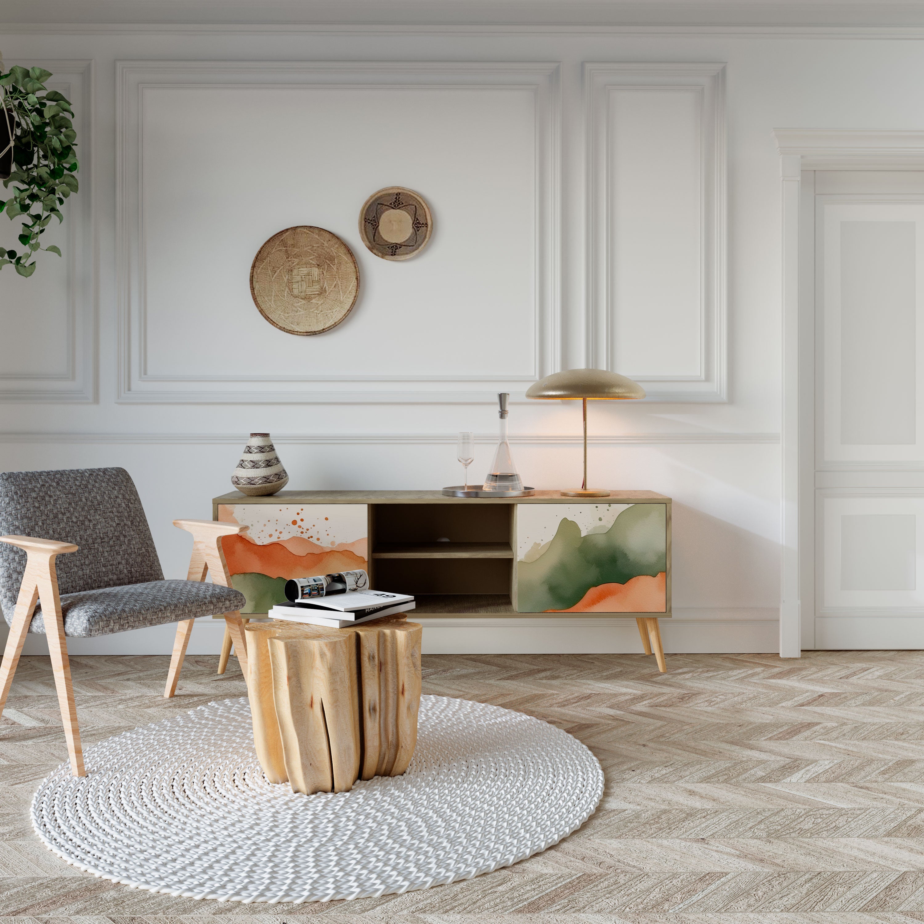 WATERCOLOUR PEAKS 2-türiges TV-Lowboard