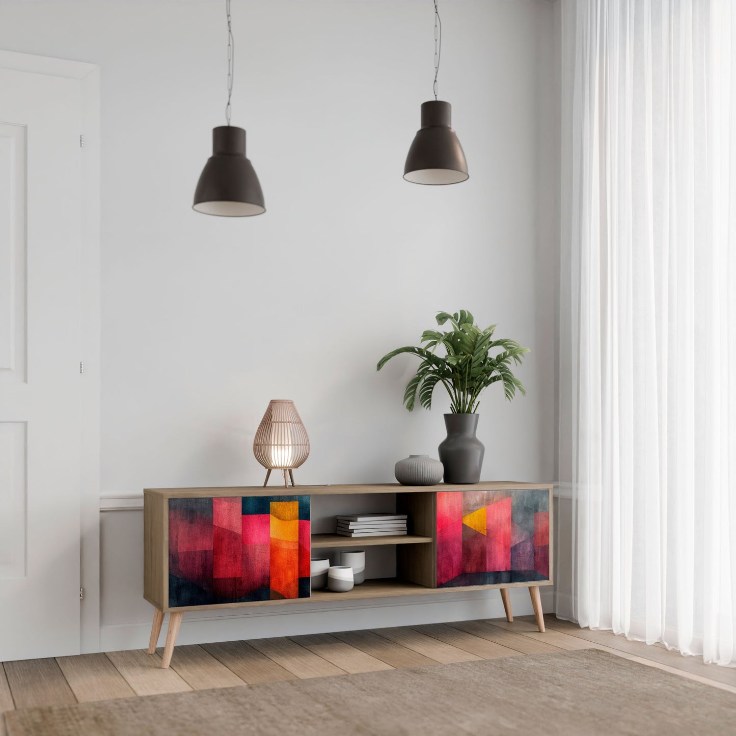 Mobile TV a 2 ante COLORFUL SOUNDS in effetto rovere